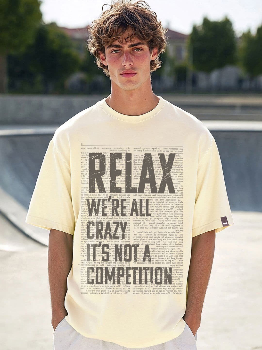 Bewakoof Men Typography Printed Round Neck Pure Cotton Oversized T-shirt - view 1