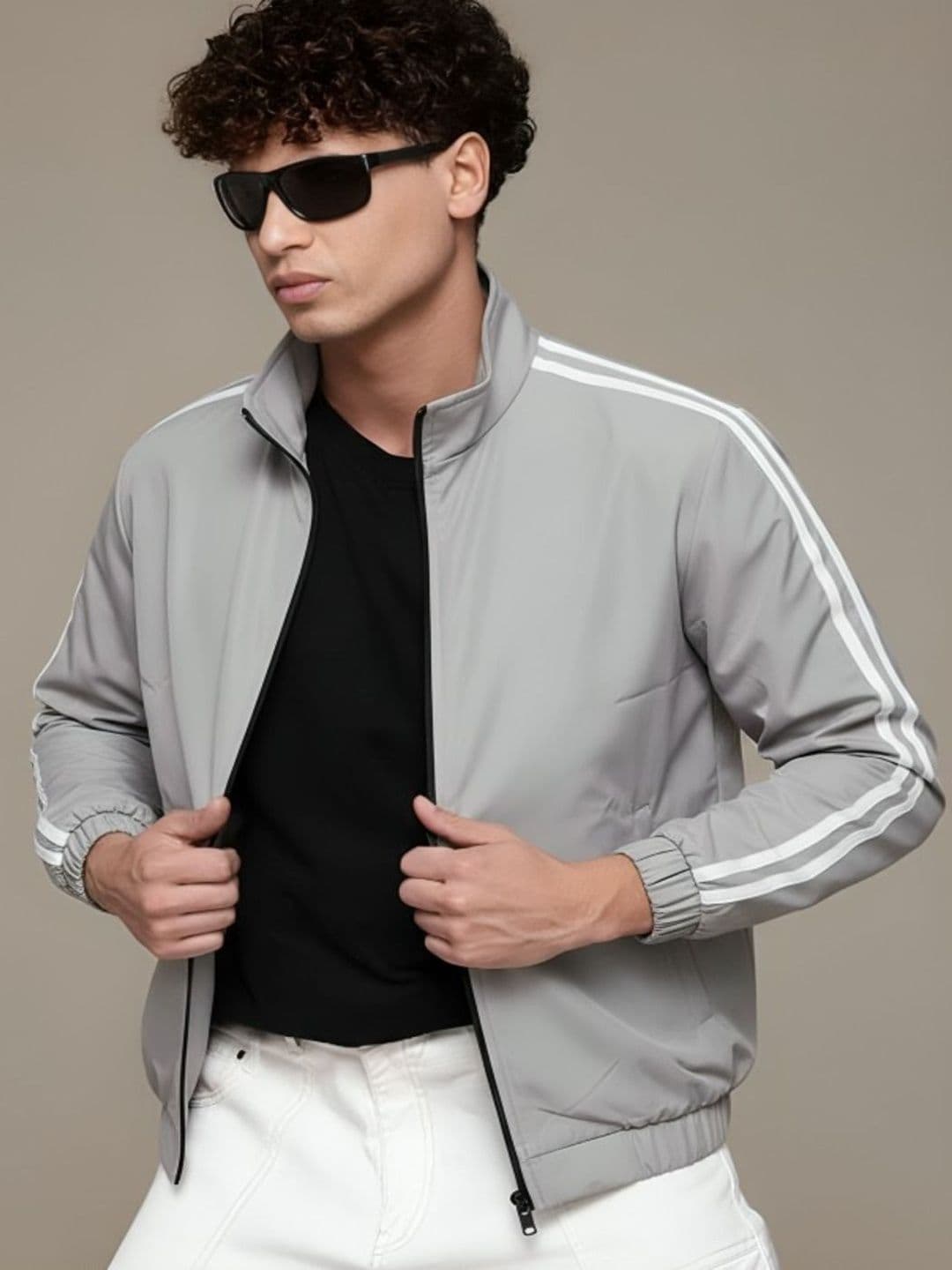 THE FASHION HUB Men Striped Lightweight Sporty Jacket - view 1