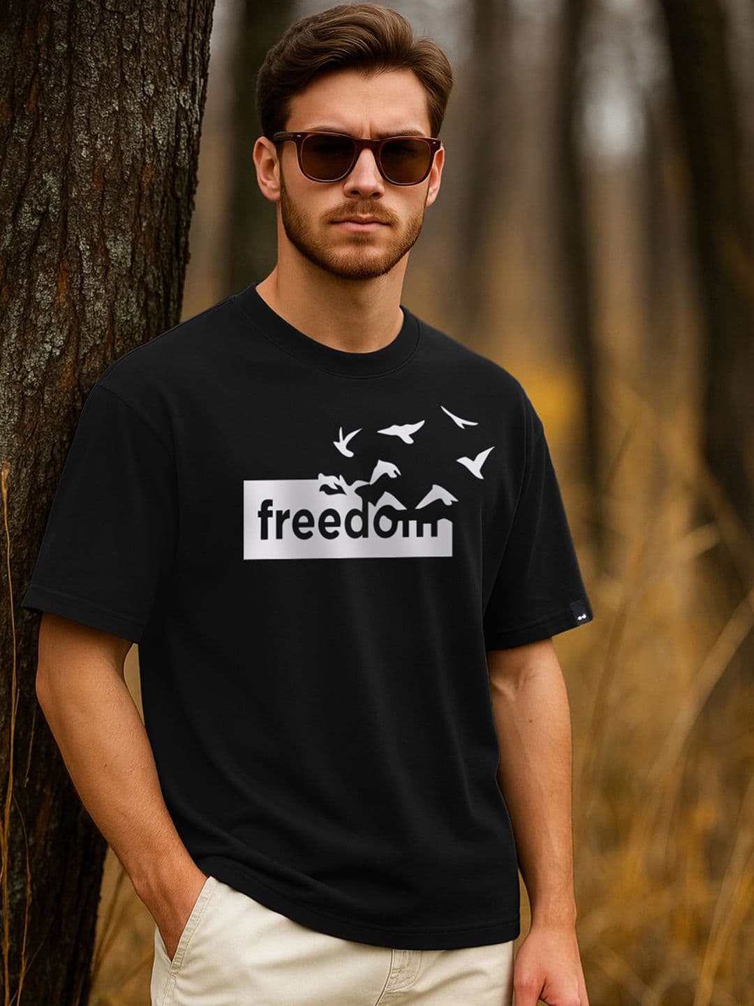 Bewakoof Freedom Typography Printed Pure Cotton Oversized T-shirt - view 1