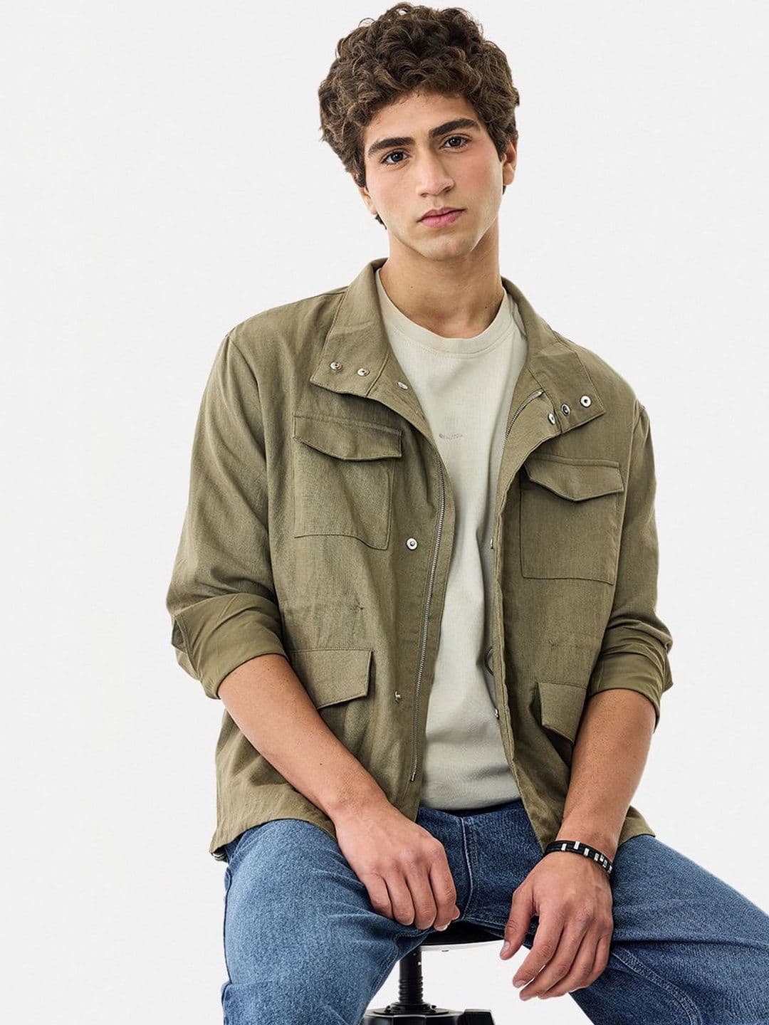 Snitch Khaki Solid Jacket - view 1