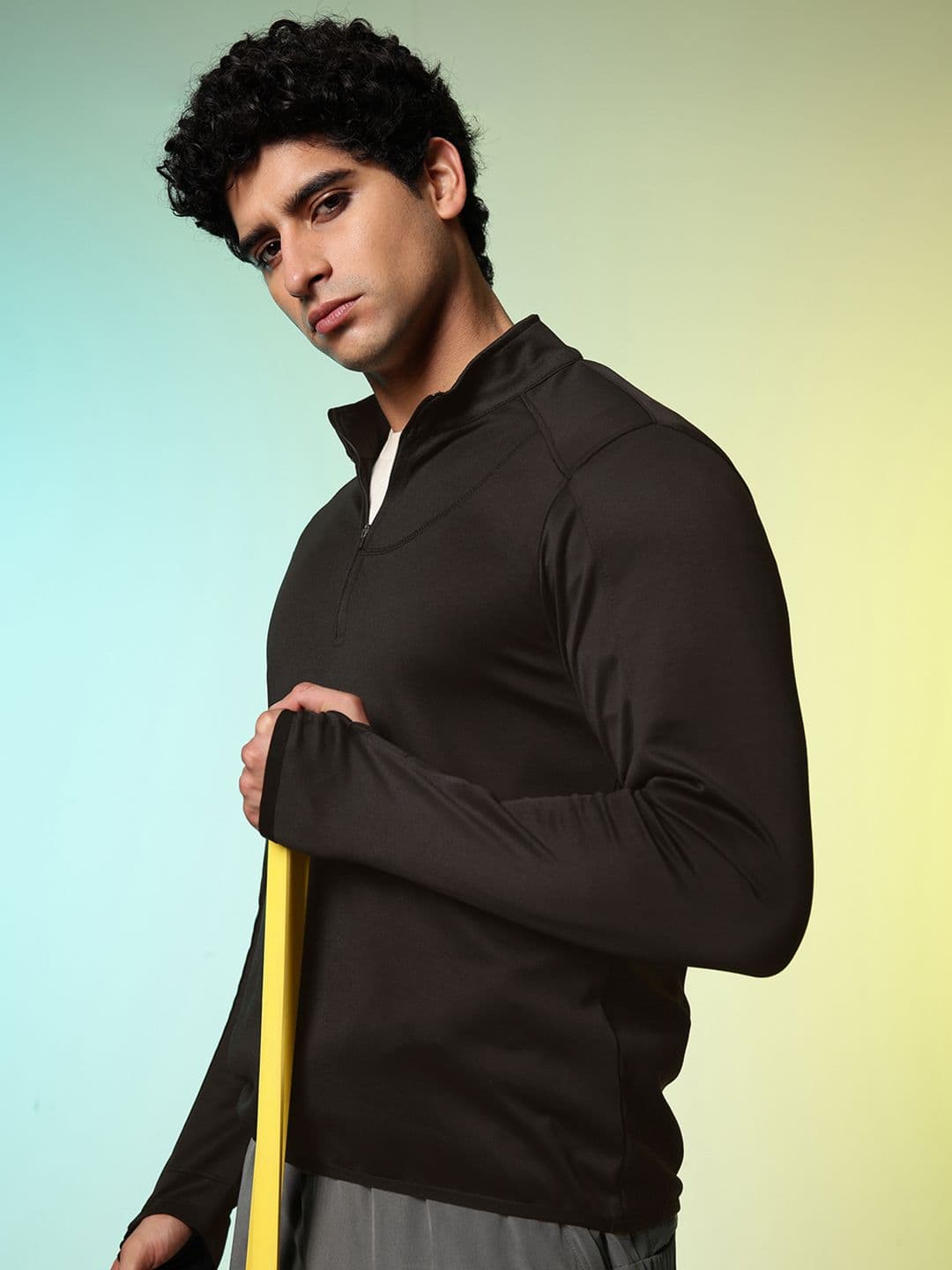 HRX by Hrithik Roshan Slim Fit Mock Collar Printed Training Sweatshirt - view 1