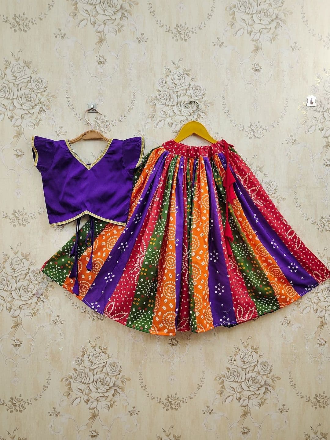 JOVK DESIGN Girls Bandhani Printed Ready to Wear Lehenga Choli - view 1