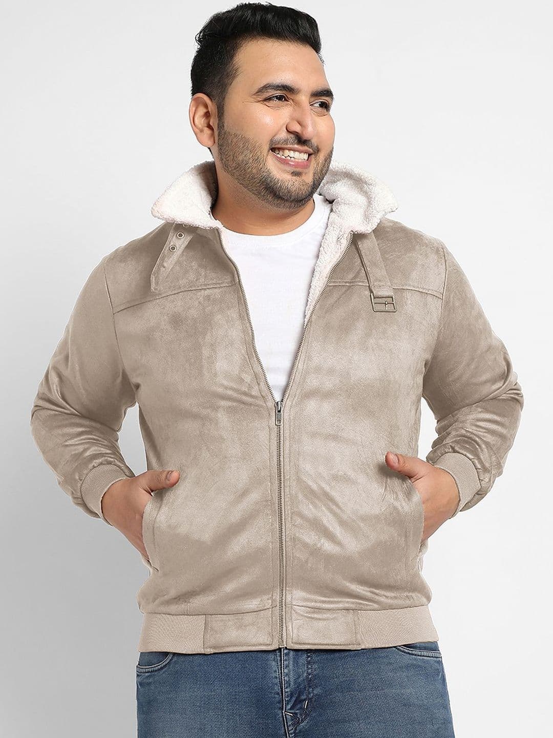 Instafab Plus Men Suede Windcheater Outdoor Bomber Jacket - view 1