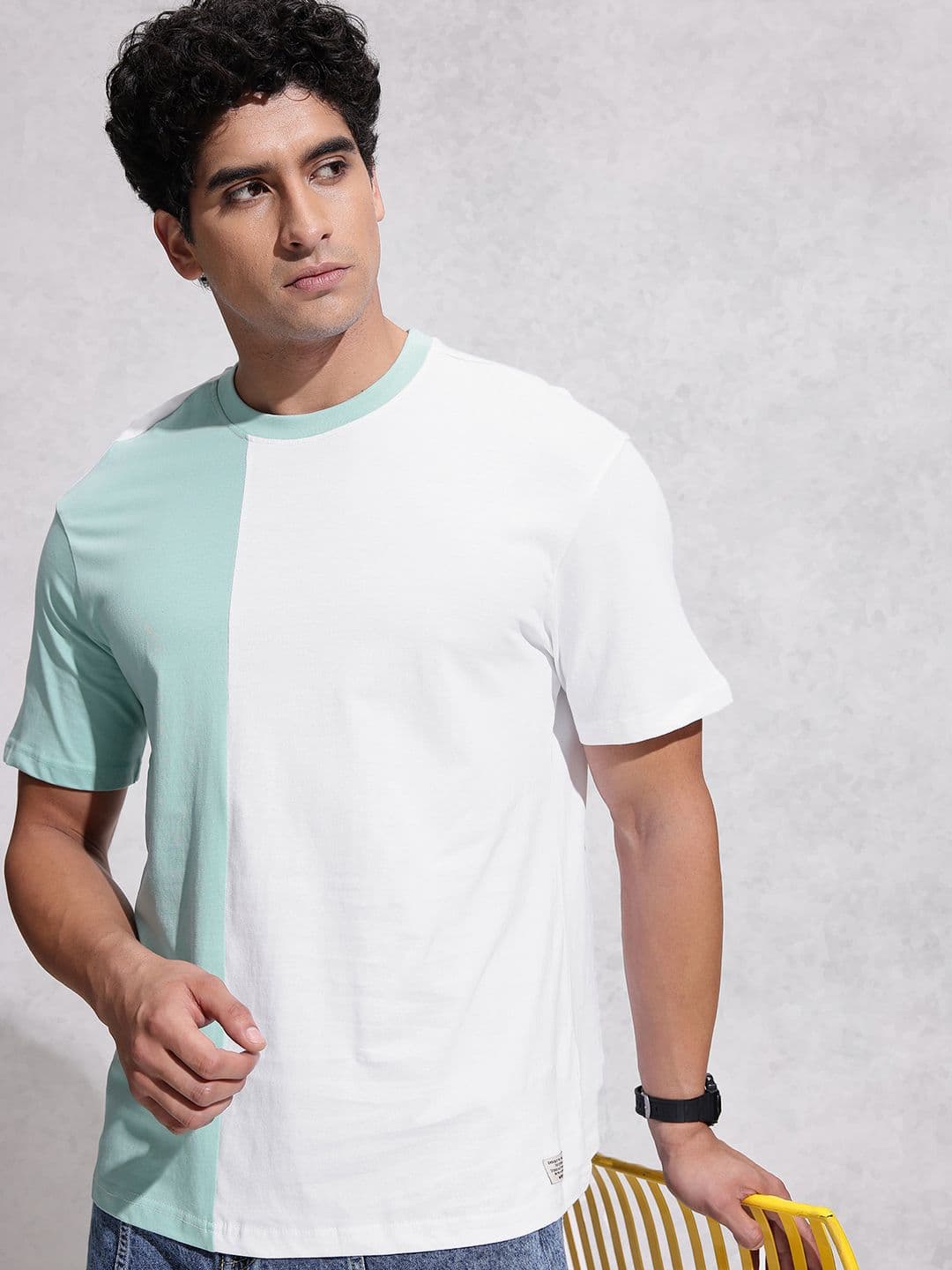 WROGN Colourblocked Pure Cotton Oversized T-shirt - view 1