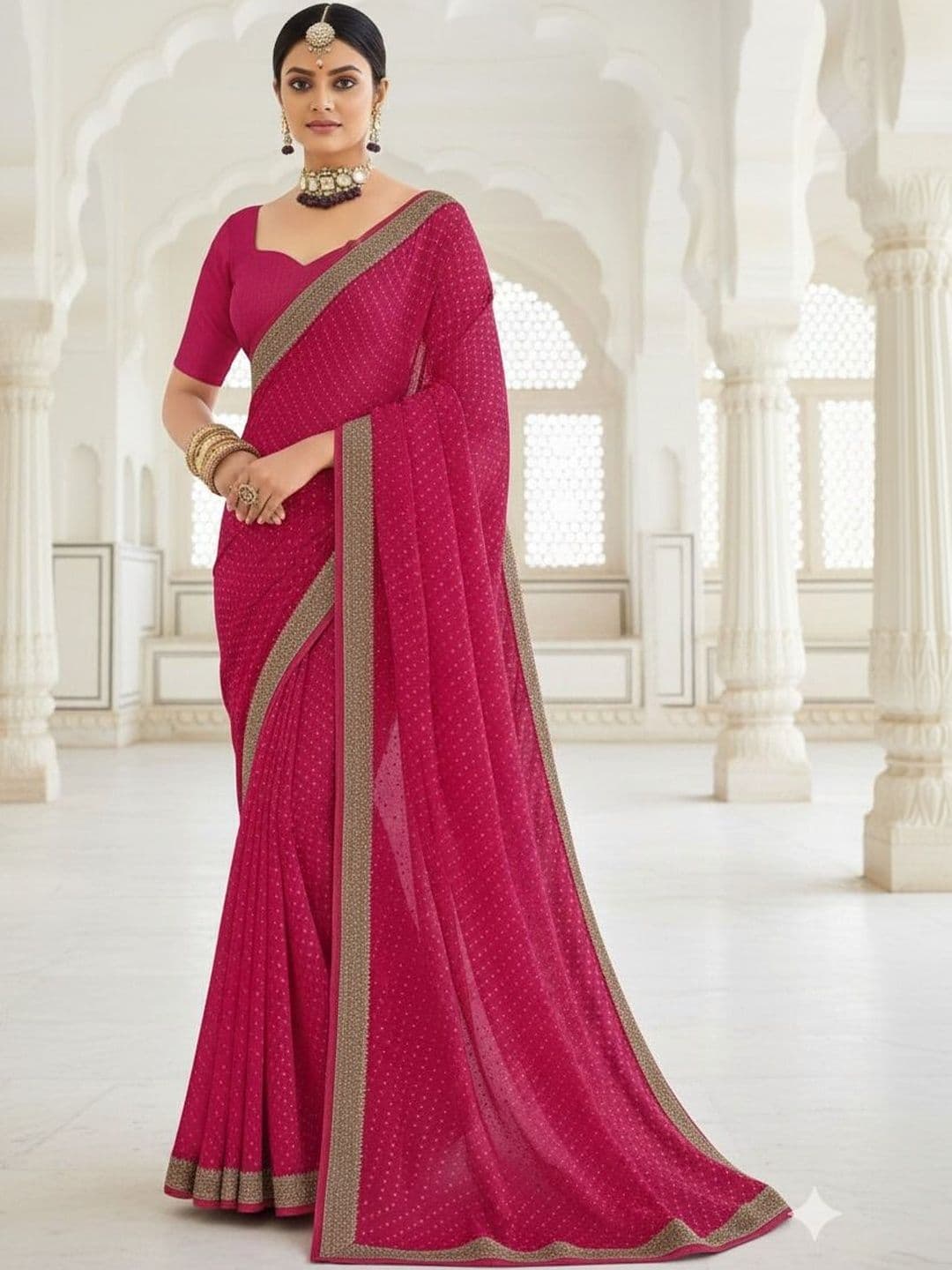Moda Rapido Embellished Poly Georgette Designer Bandhani Saree - view 1