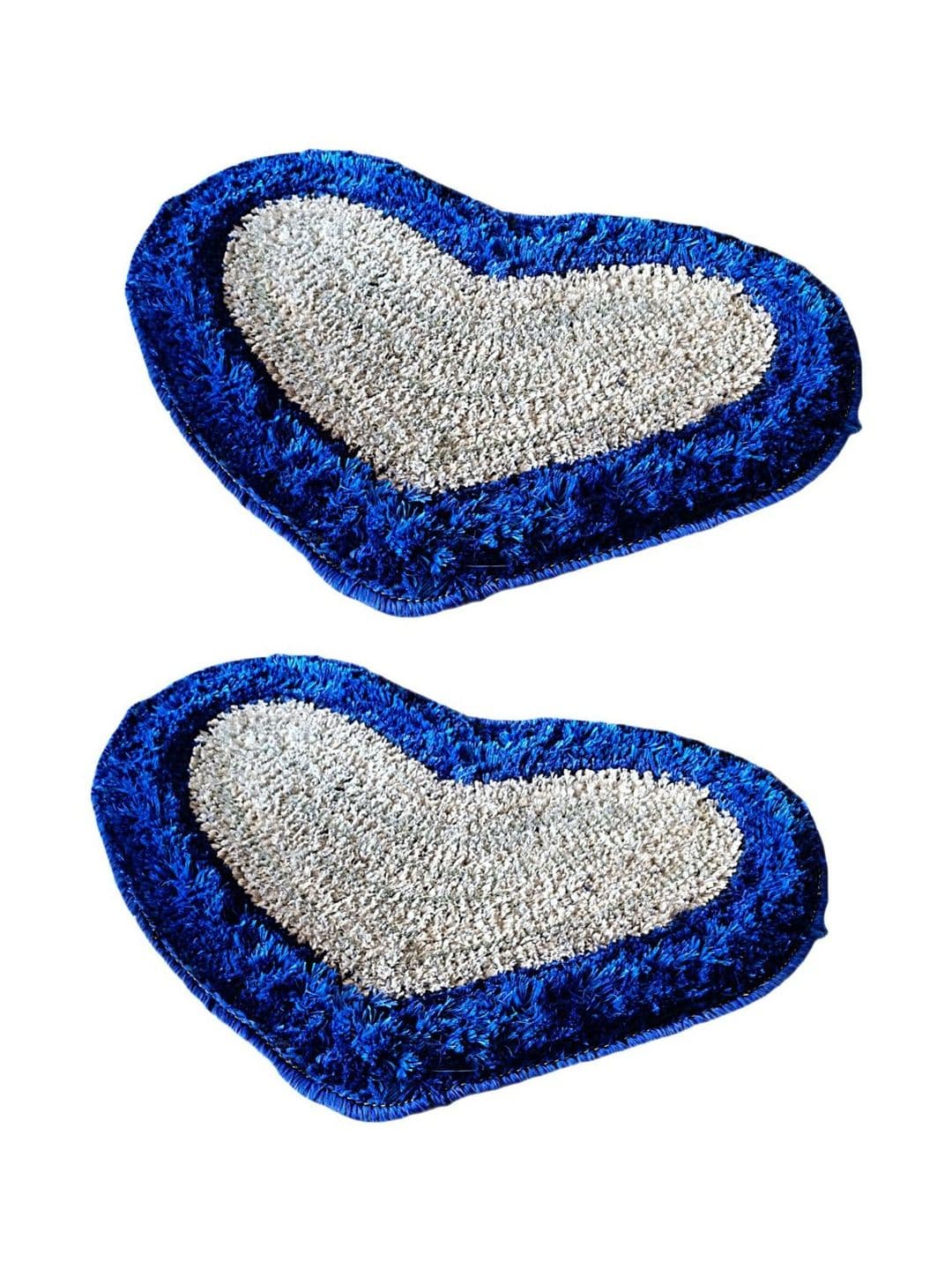 vstucart Blue & White 2 Pieces Heart Shaped Cotton Doormats - view 1