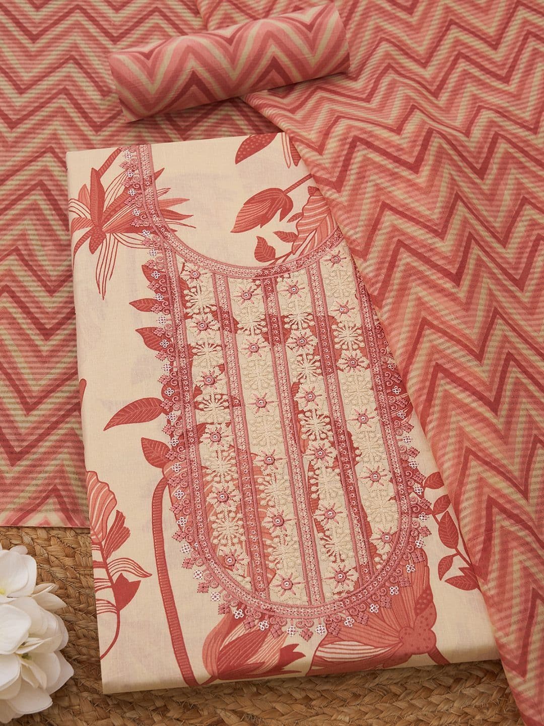 Soch Printed Pure Cotton Unstitched Dress Material - view 1