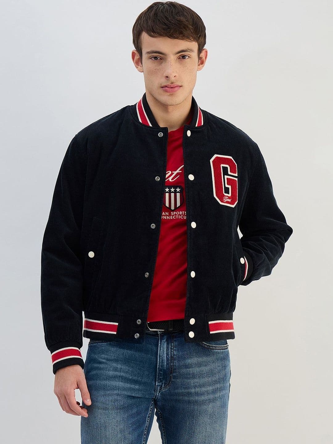 GANT Men Brand Logo Varsity Jacket with Embroidered - view 1