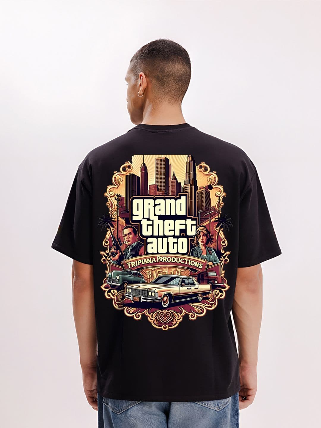 BDSQUARE Men Typography Printed Round Neck Oversized T-shirt - view 1