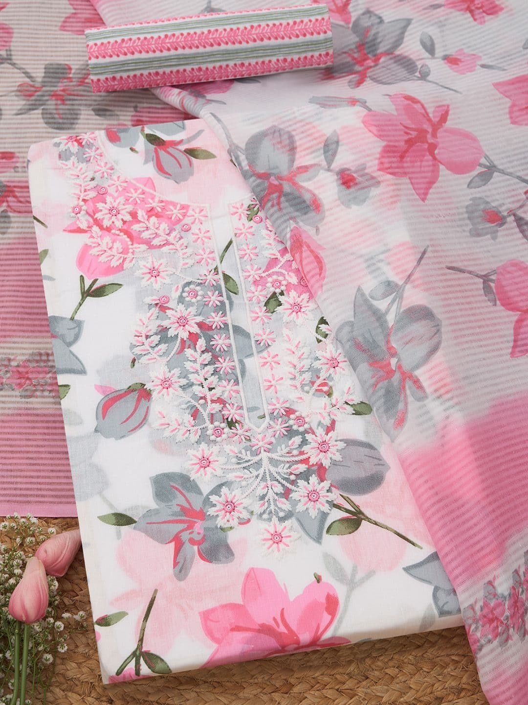 Soch Embroidered Unstitched Dress Material - view 1