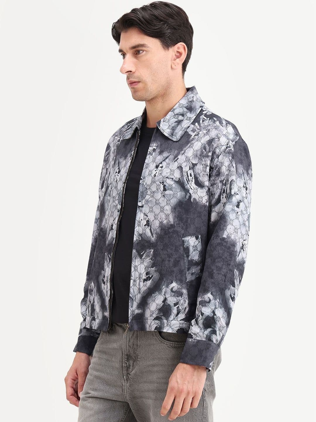 RARE RABBIT Men Twill Abstract Print Zipper Jacket - view 1