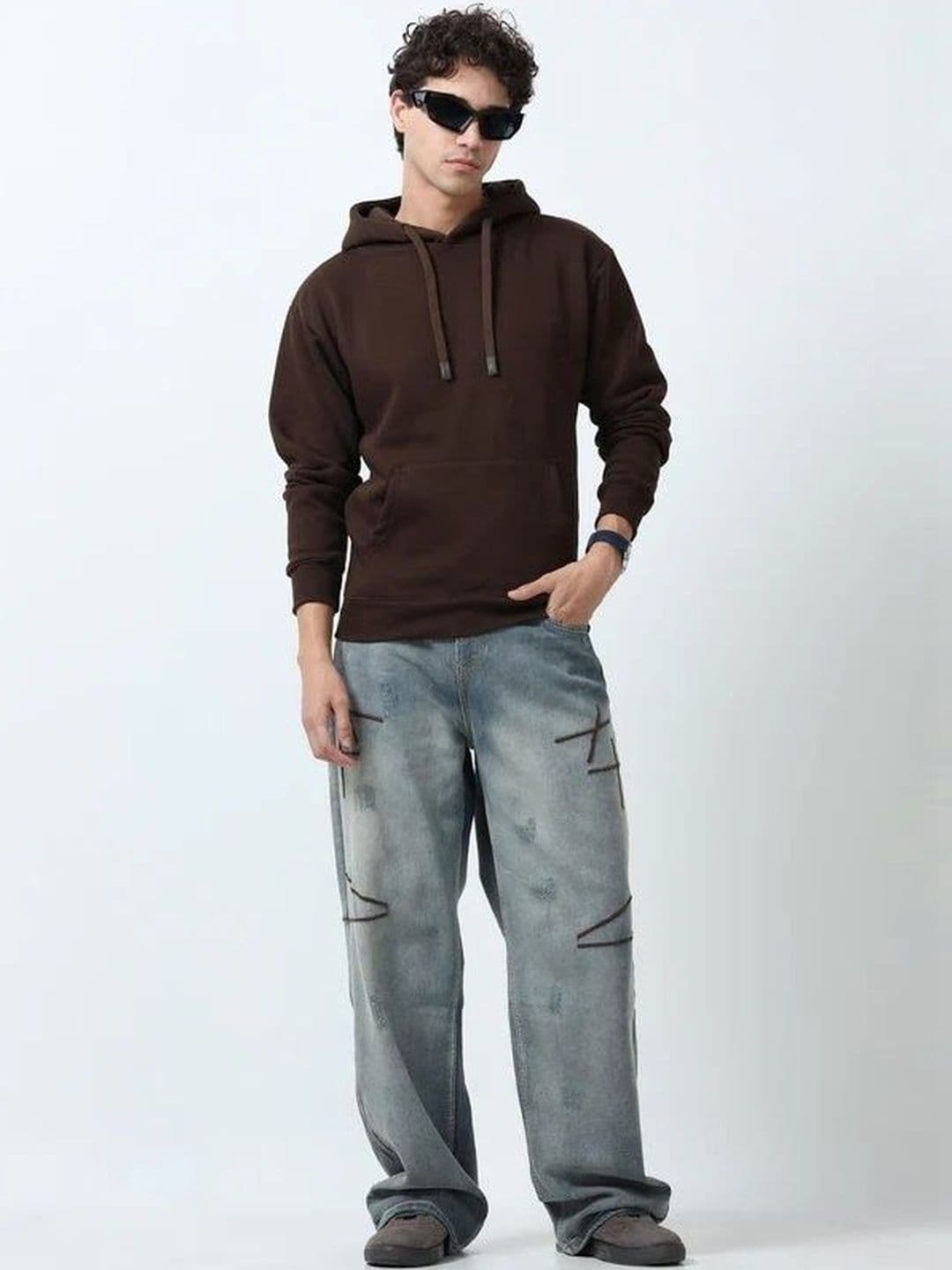 SZN Men Relaxed Fit Mid-Rise Mildly Distressed Light Fade Stretchable Jeans - view 1