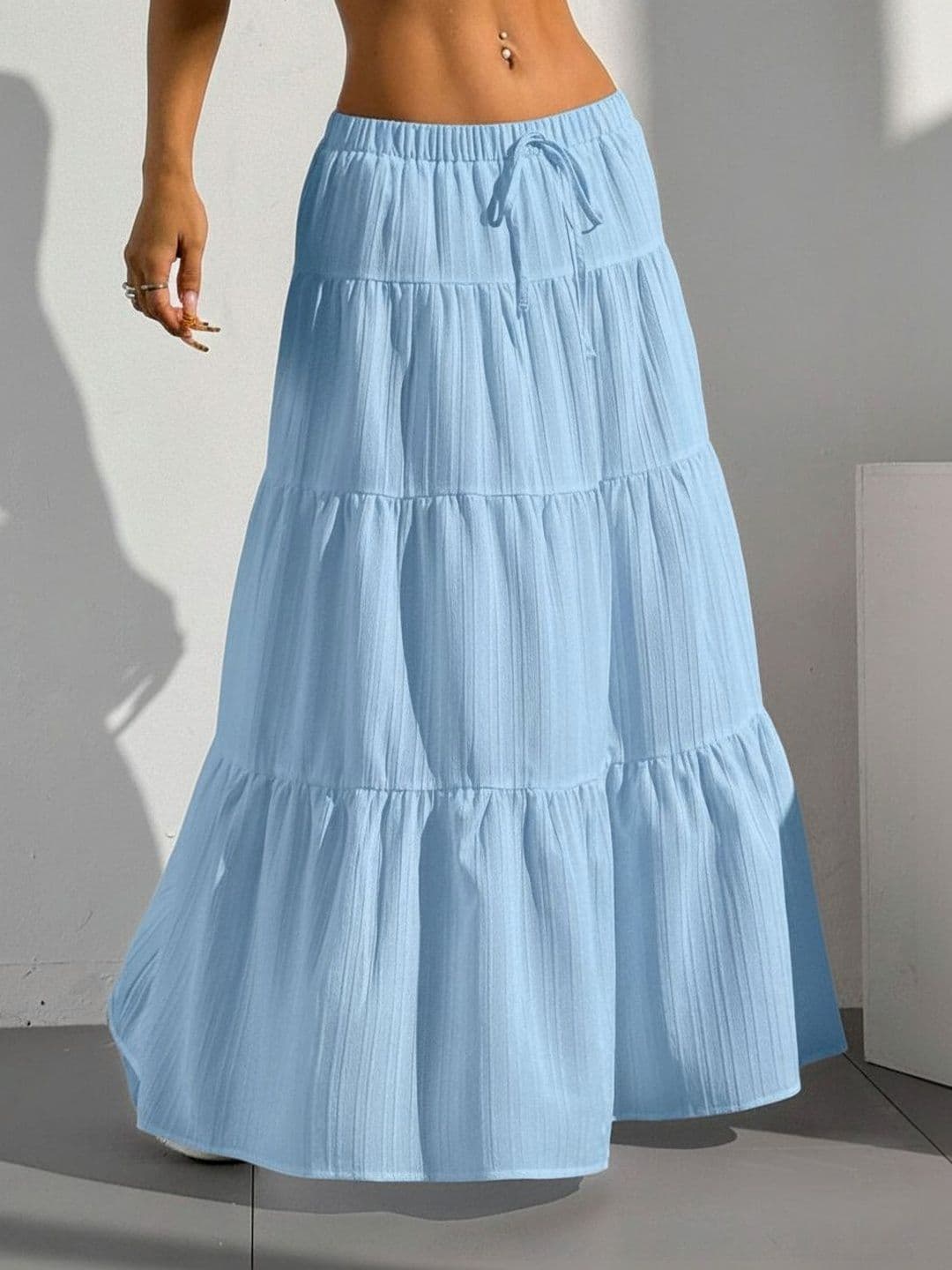 FLOWERVELLY Striped Maxi Flared Skirts - view 1