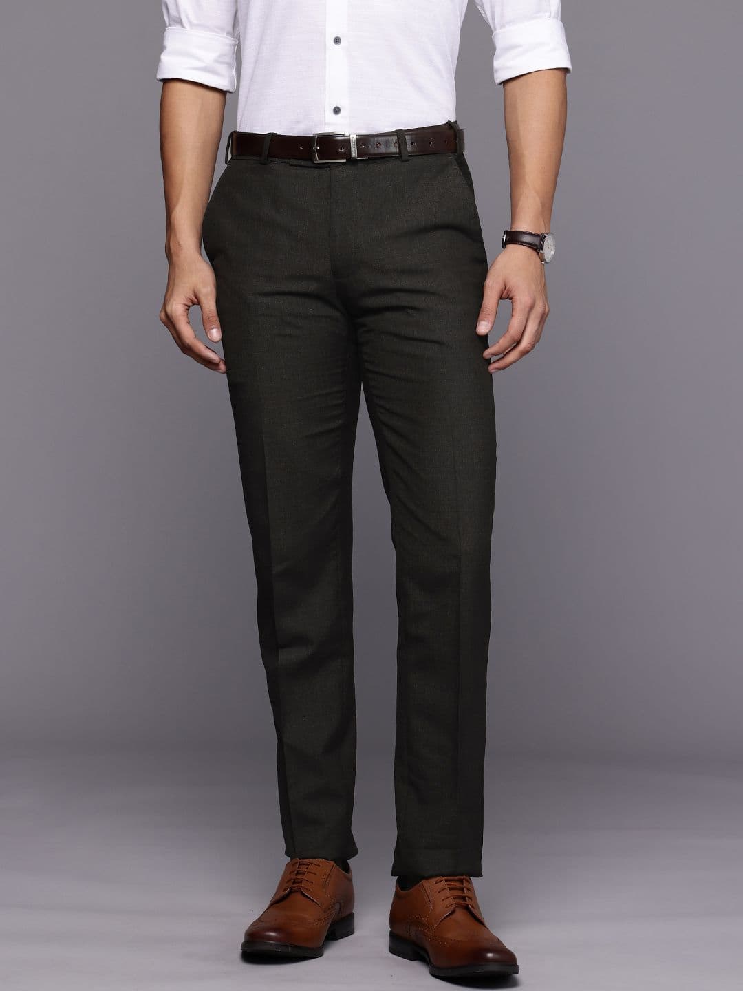 Raymond Men Slim Fit Checked Formal Trousers - view 1
