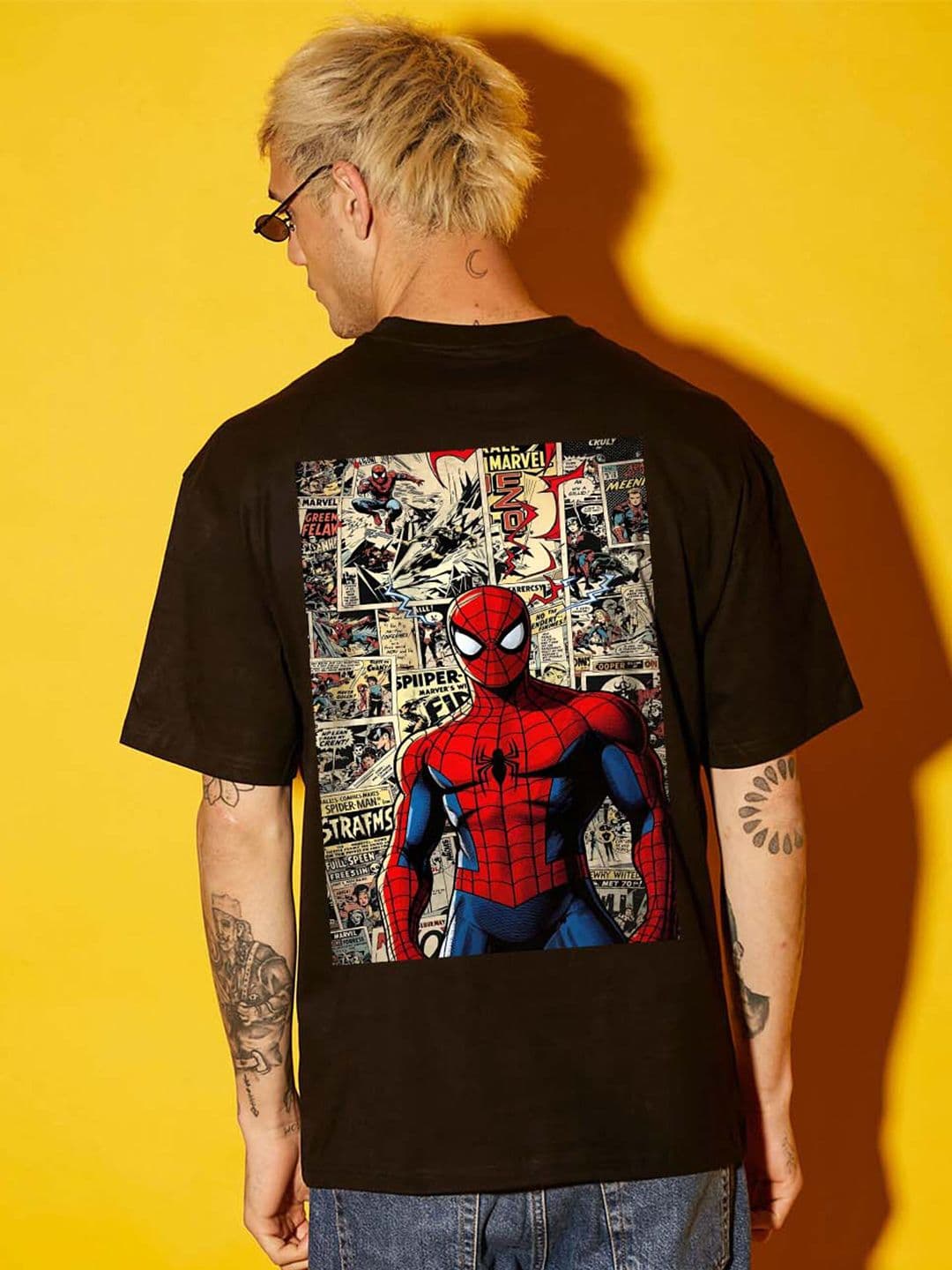 BDSQUARE Men Spider-Man Graphic Printed Round Neck Cotton Relaxed Fit T-shirt - view 1