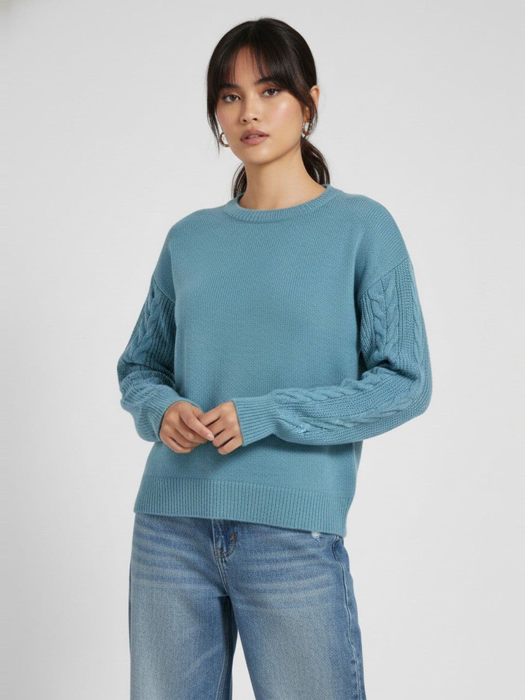 glitchez Cable Knit Detail Oversized Pullover - view 1