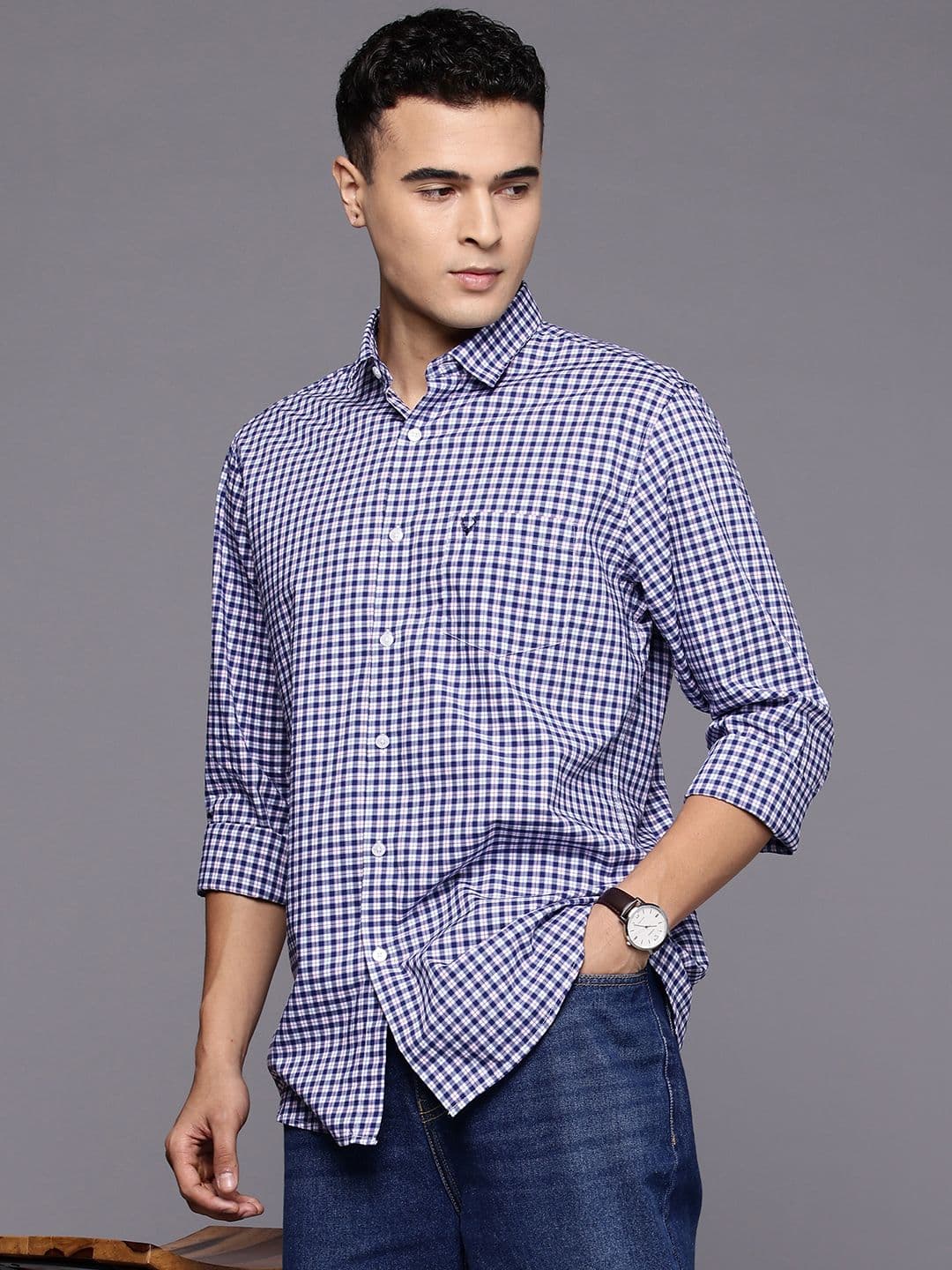 Allen Solly Classic Micro Checked Pure Cotton Casual Shirt - view 1