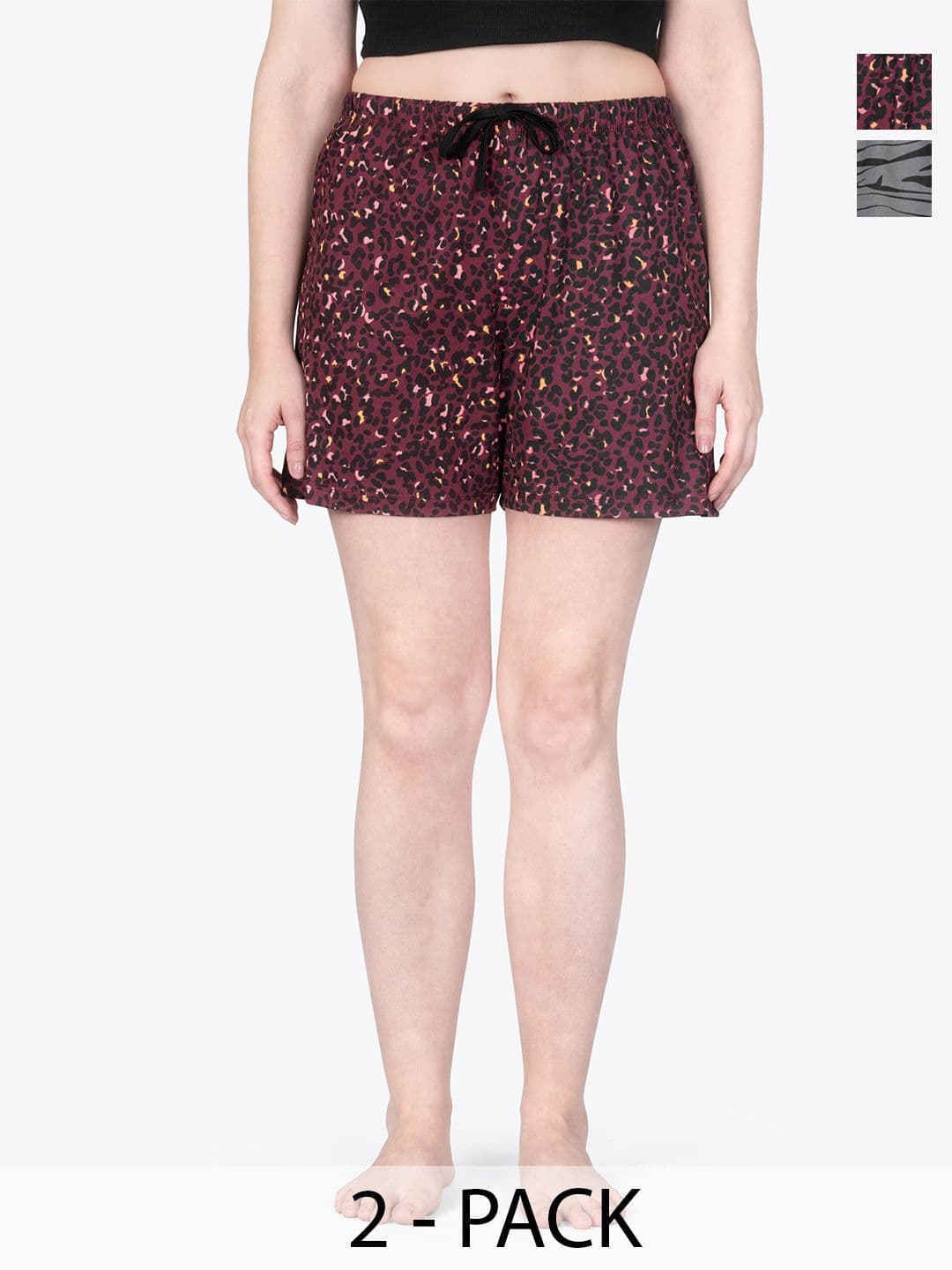 ariel Women Pack Of 2 Pure Cotton Printed Lounge Shorts - view 1