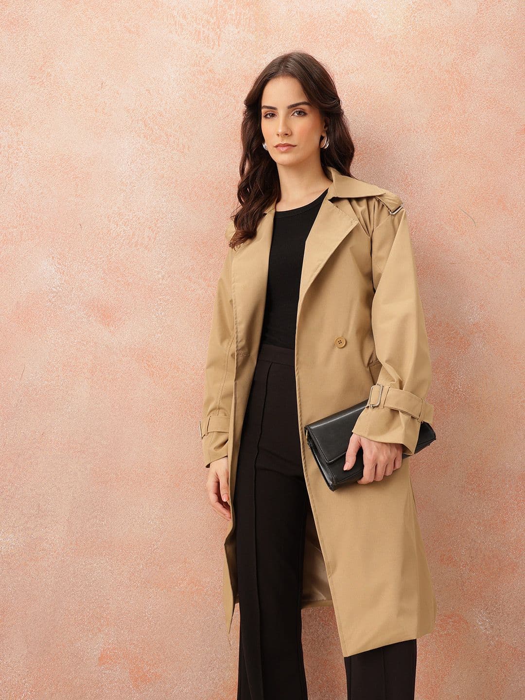 all about you Notched Lapel Collar Single-Breasted Regular Fit Trench Coat with Belt - view 1