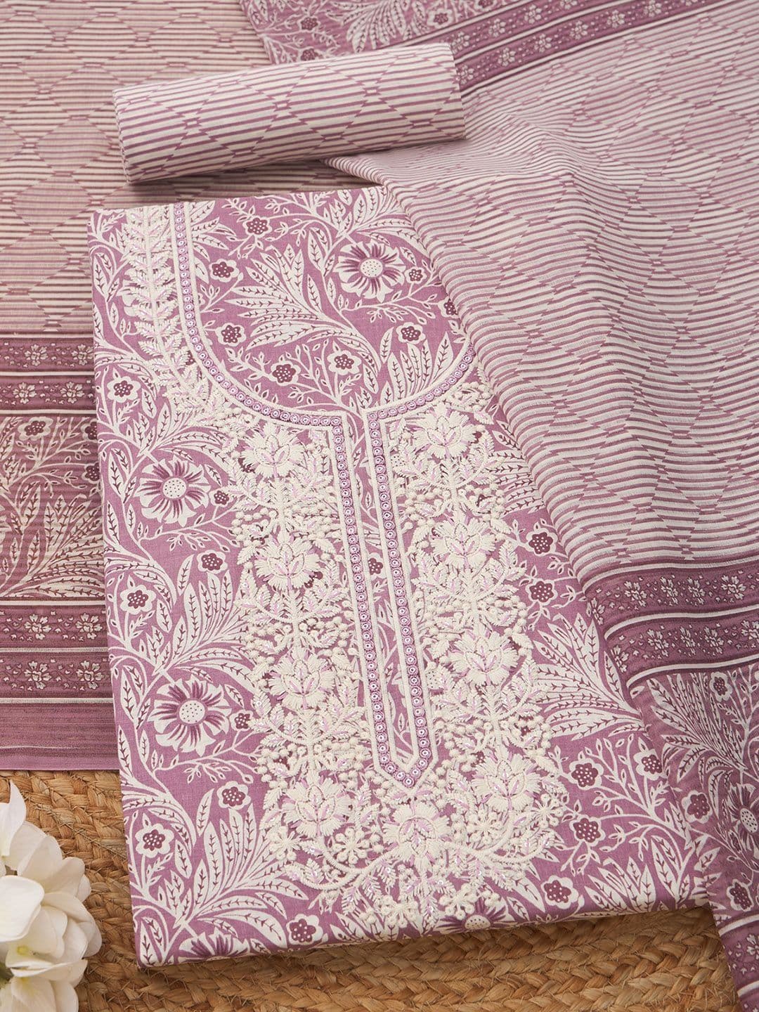 Soch Printed Pure Cotton Unstitched Dress Material - view 1