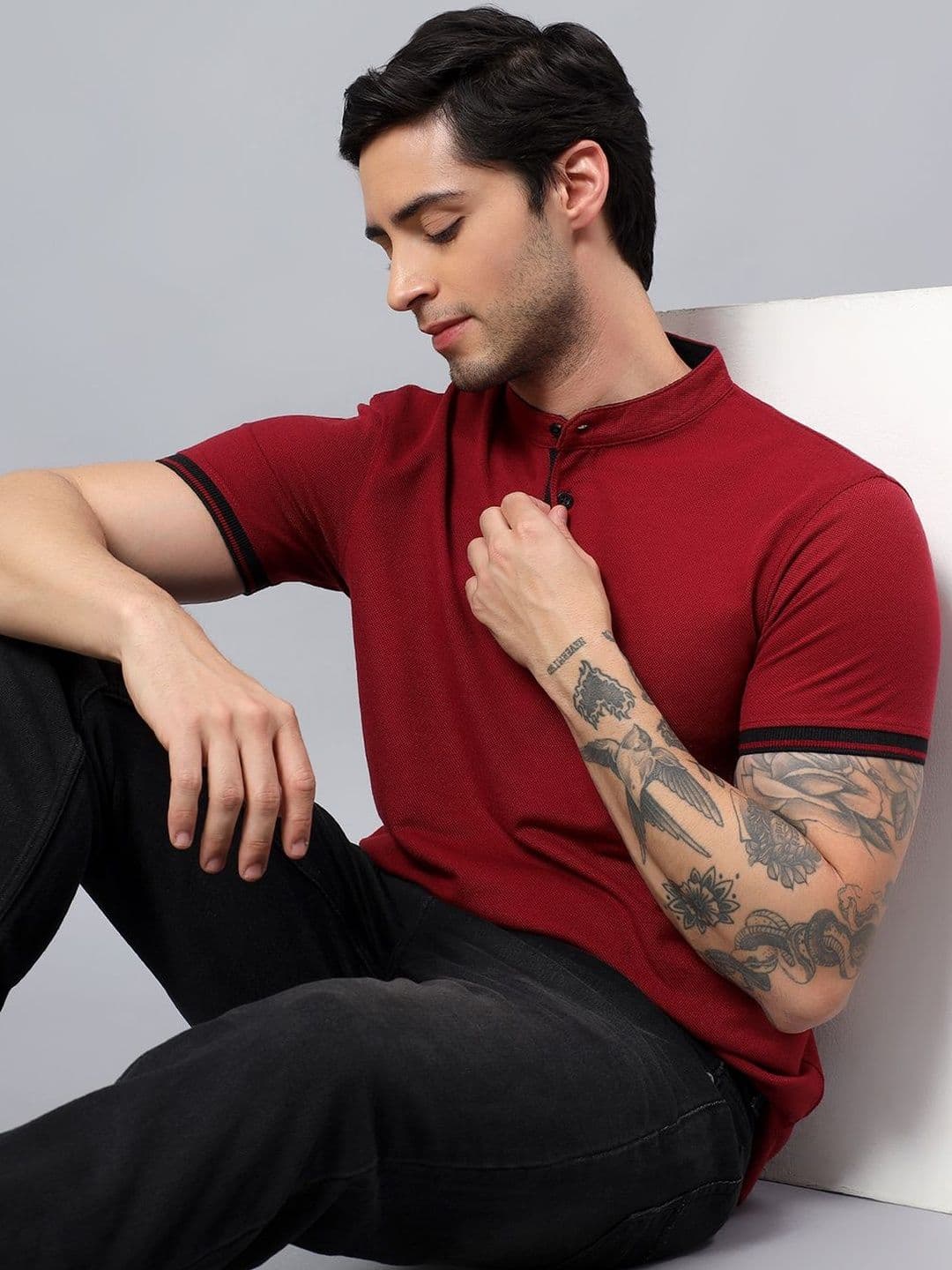 The Roadster Lifestyle Co Mandarin Collar T-Shirt - view 1