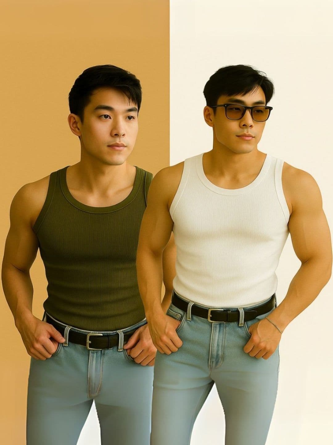 ROCKWELL Pack Of 2 Ribbed Cotton Breathable Innerwear Gym Vests - view 1