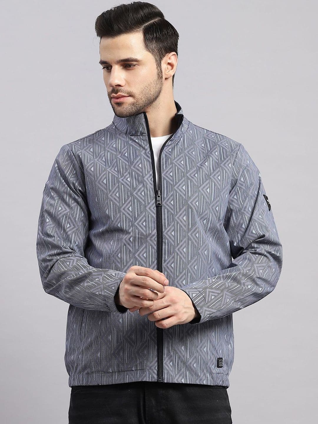 Monte Carlo Men Geometric Reversible Outdoor Bomber with Jacket - view 1