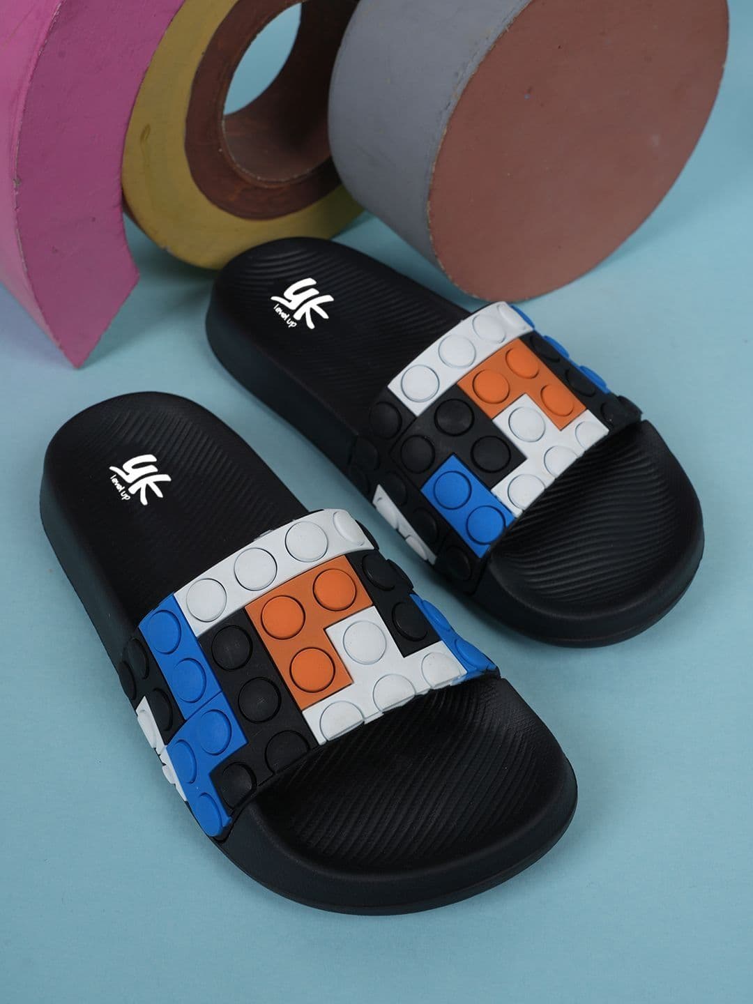 YK Unisex Kids Colourblocked Rubber Sliders - view 1