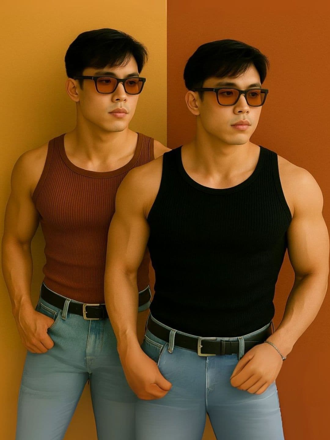 ROCKWELL Pack Of 2 Ribbed Cotton Breathable Innerwear Gym Vests - view 1