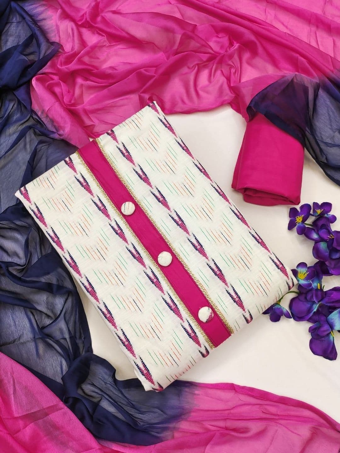 KALINI Printed Unstitched Dress Material - view 1