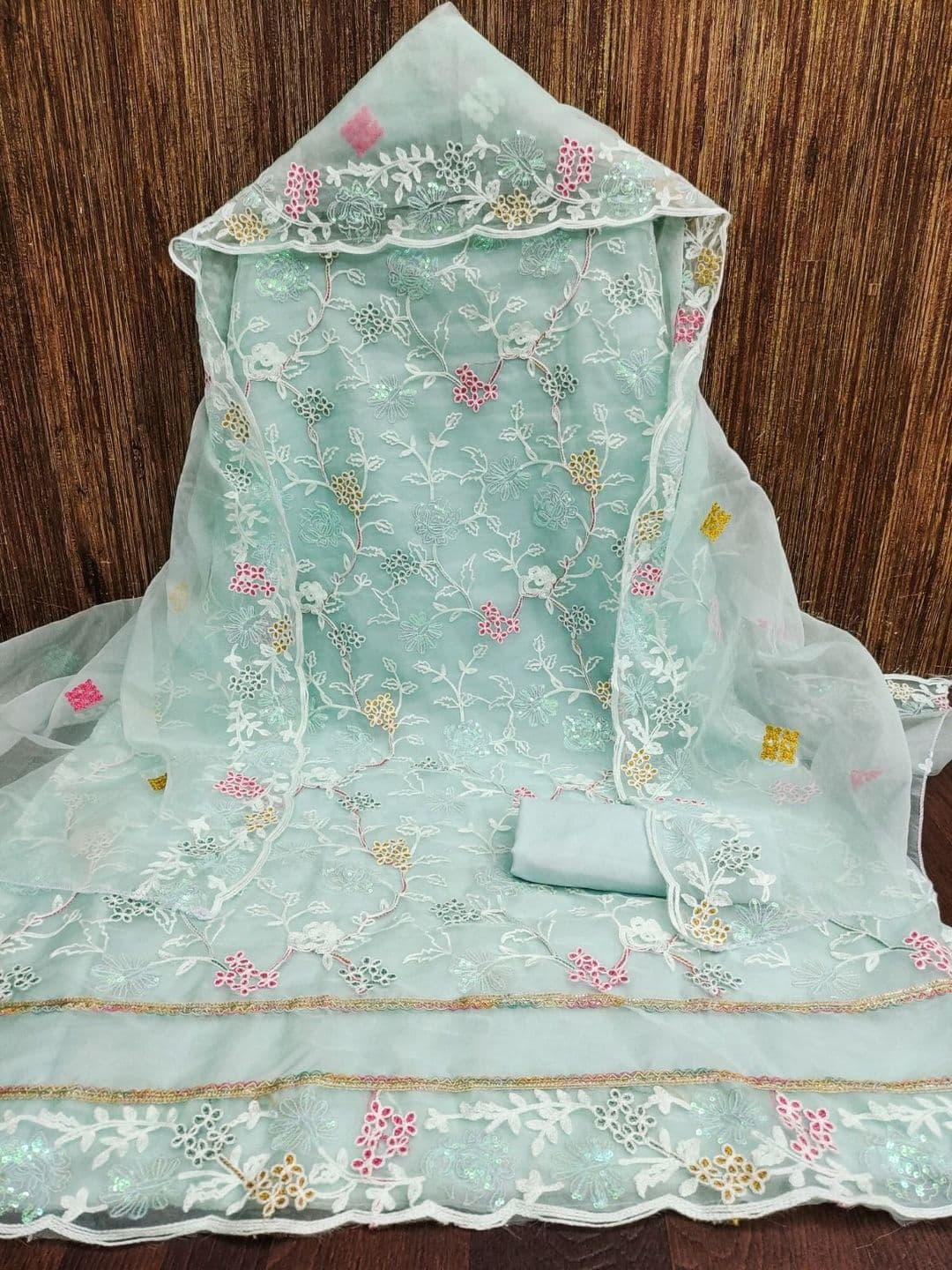 HMP Fashion Embroidered Unstitched Dress Material - view 1