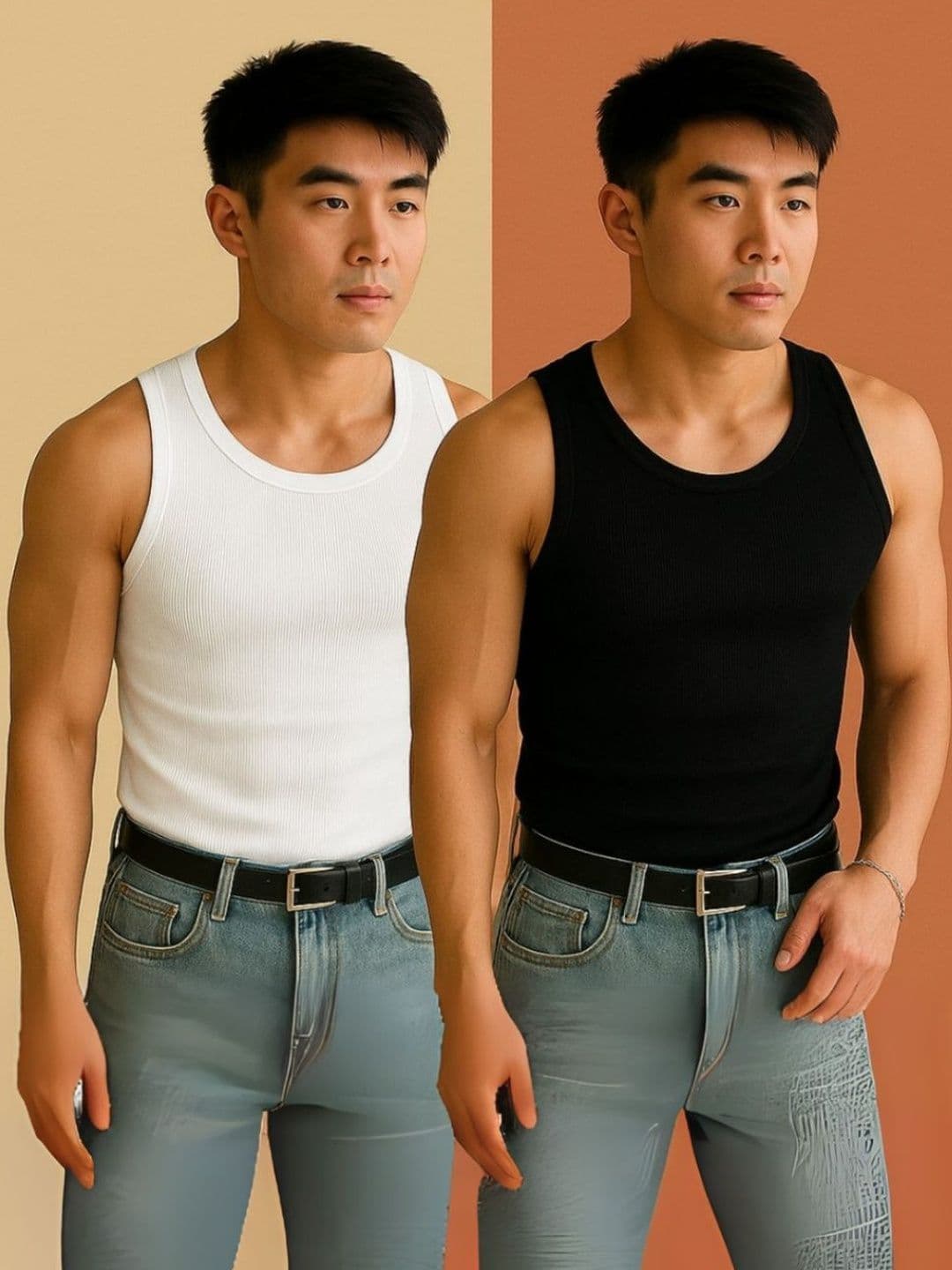 ROCKWELL Pack Of 2 Ribbed Cotton Breathable Innerwear Gym Vests - view 1