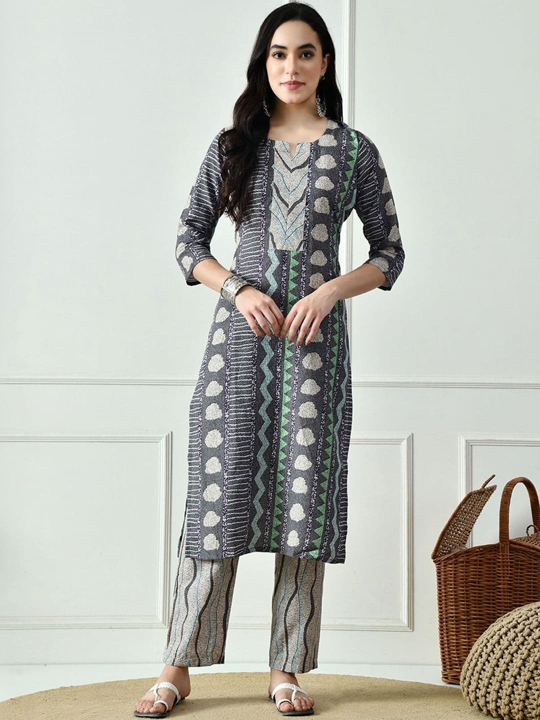 SZN Women Printed Regular Kurta with Trousers - view 1