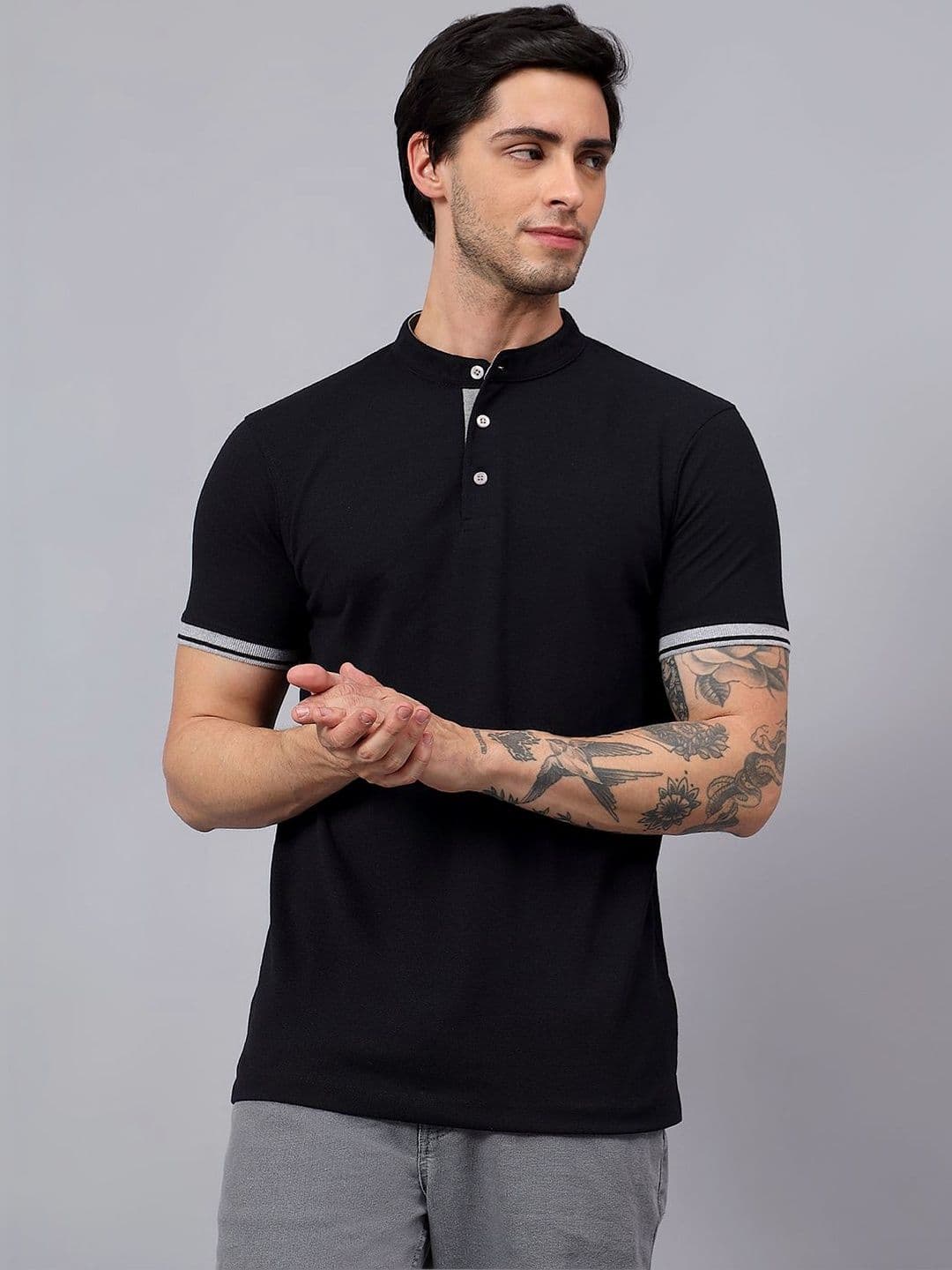 The Roadster Lifestyle Co Mandarin Collar T-Shirt - view 1