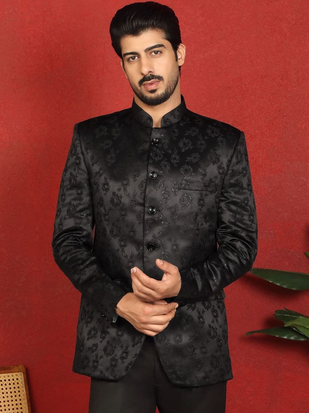 KRAFT INDIA Men Self Design Mandarin Collar Blazers - view 1