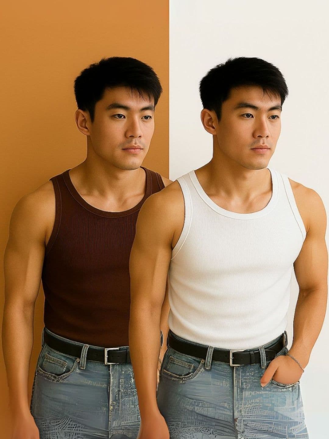 ROCKWELL Pack Of 2 Ribbed Cotton Breathable Innerwear Gym Vests - view 1