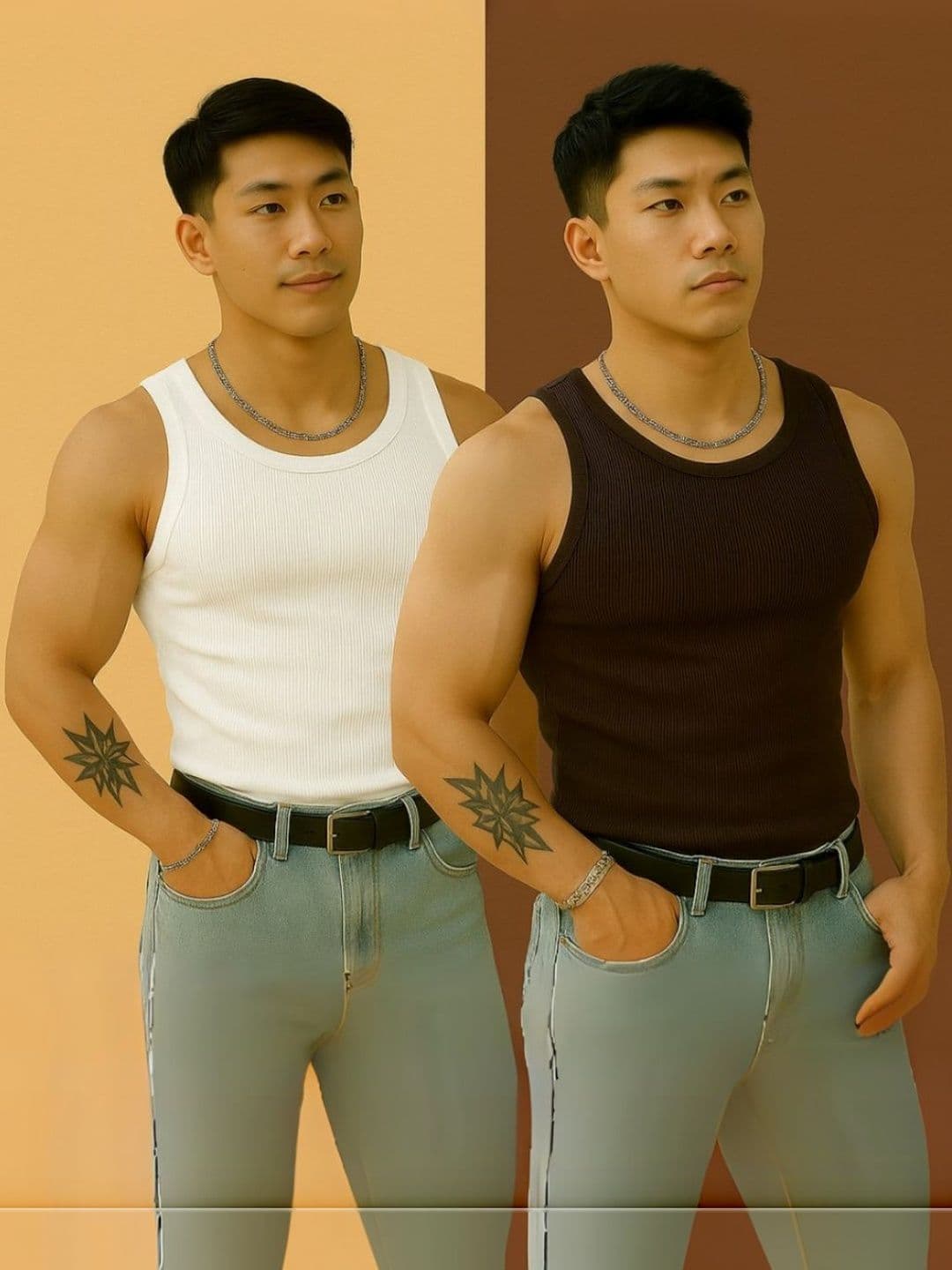 ROCKWELL Pack Of 2 Ribbed Cotton Breathable Innerwear Gym Vests - view 1