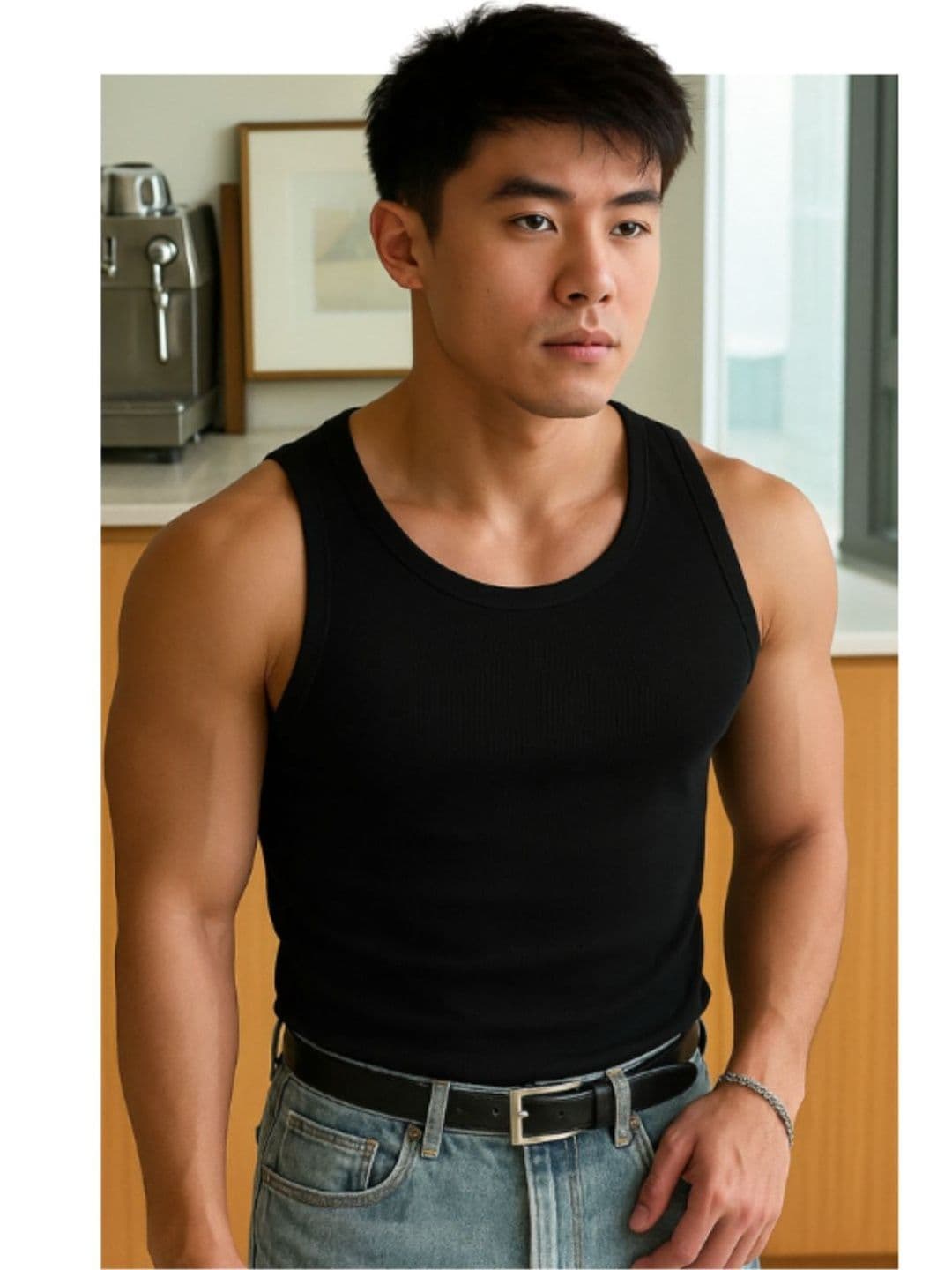 ROCKWELL Ribbed Cotton Breathable Active Fit Innerwear Gym Vests - view 1