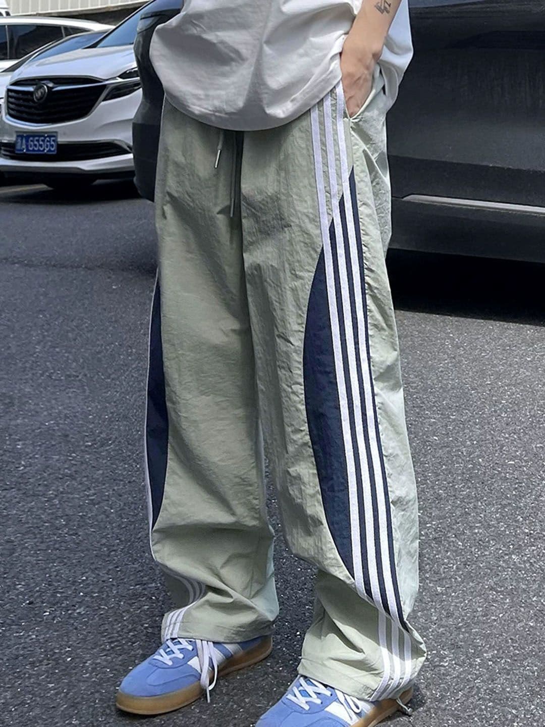 StyleCast Men Loose Fit Side Stripes Parachute Trousers - view 1
