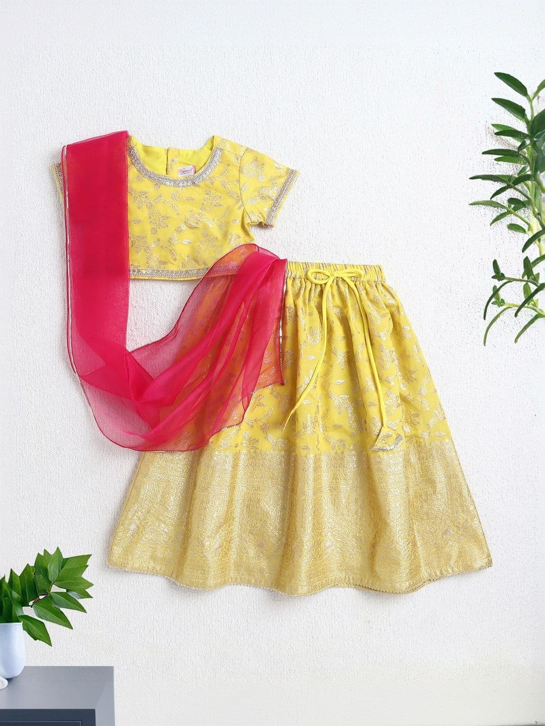 The Magic Wand Girls Sequinned Ready to Wear Lehenga & Blouse With Dupatta - view 1
