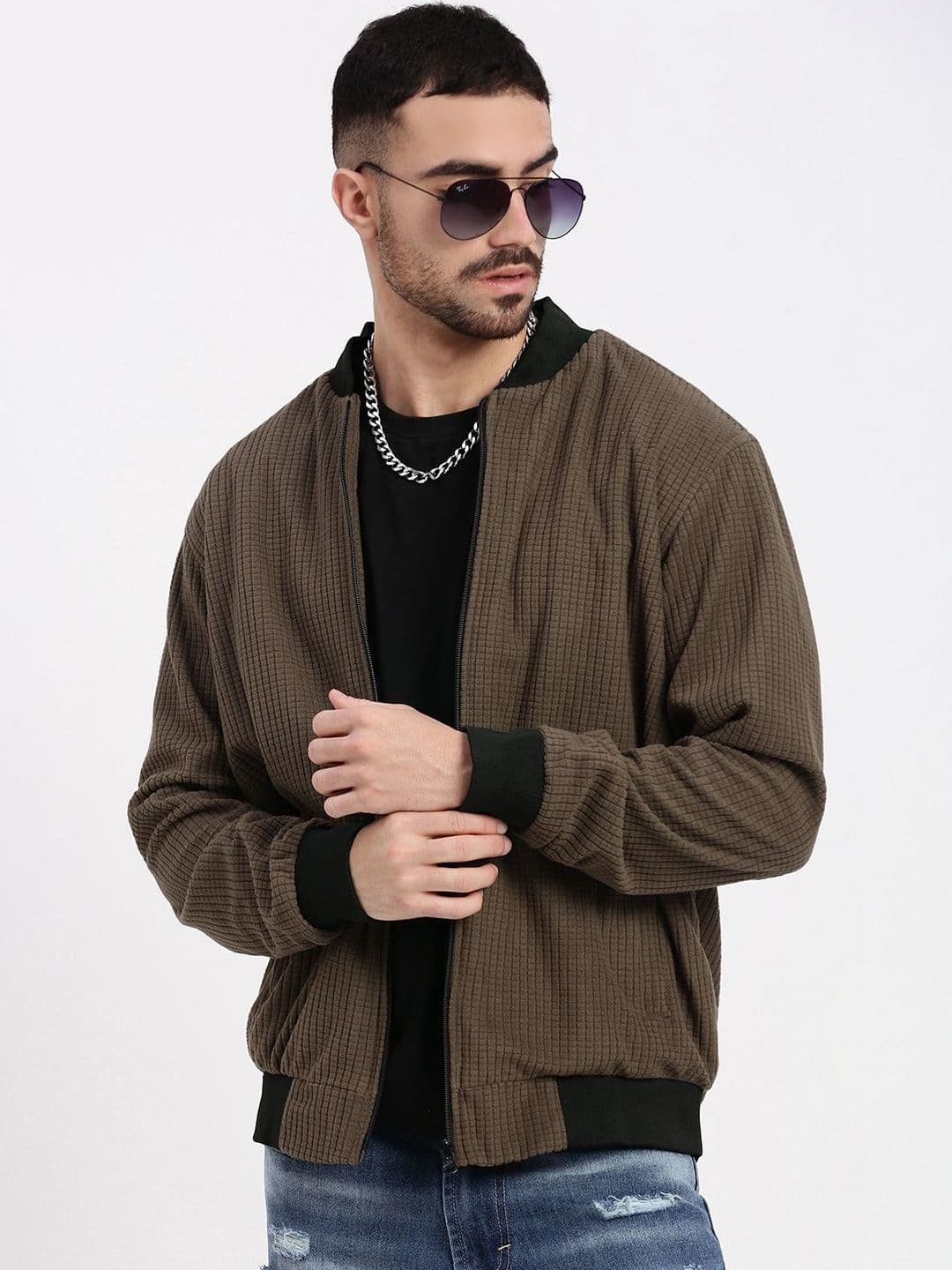 SHOWOFFFF Men Acrylic Windcheater Bomber Jacket - view 1