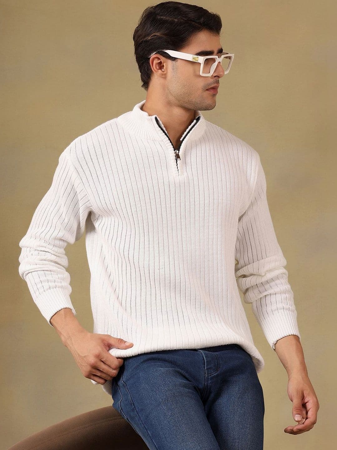 The Roadster Lifestyle Co High Neck Zipper Pullover Sweater - view 1