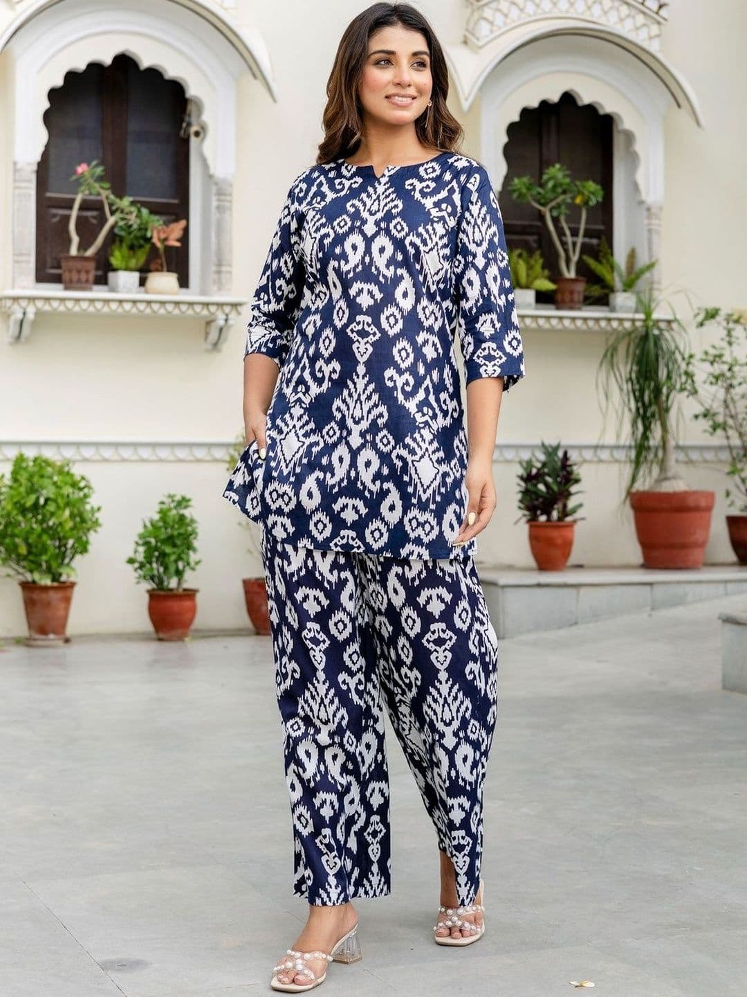 ME & MY Printed Pure Cotton Tunic With Palazzo Co-Ords - view 1