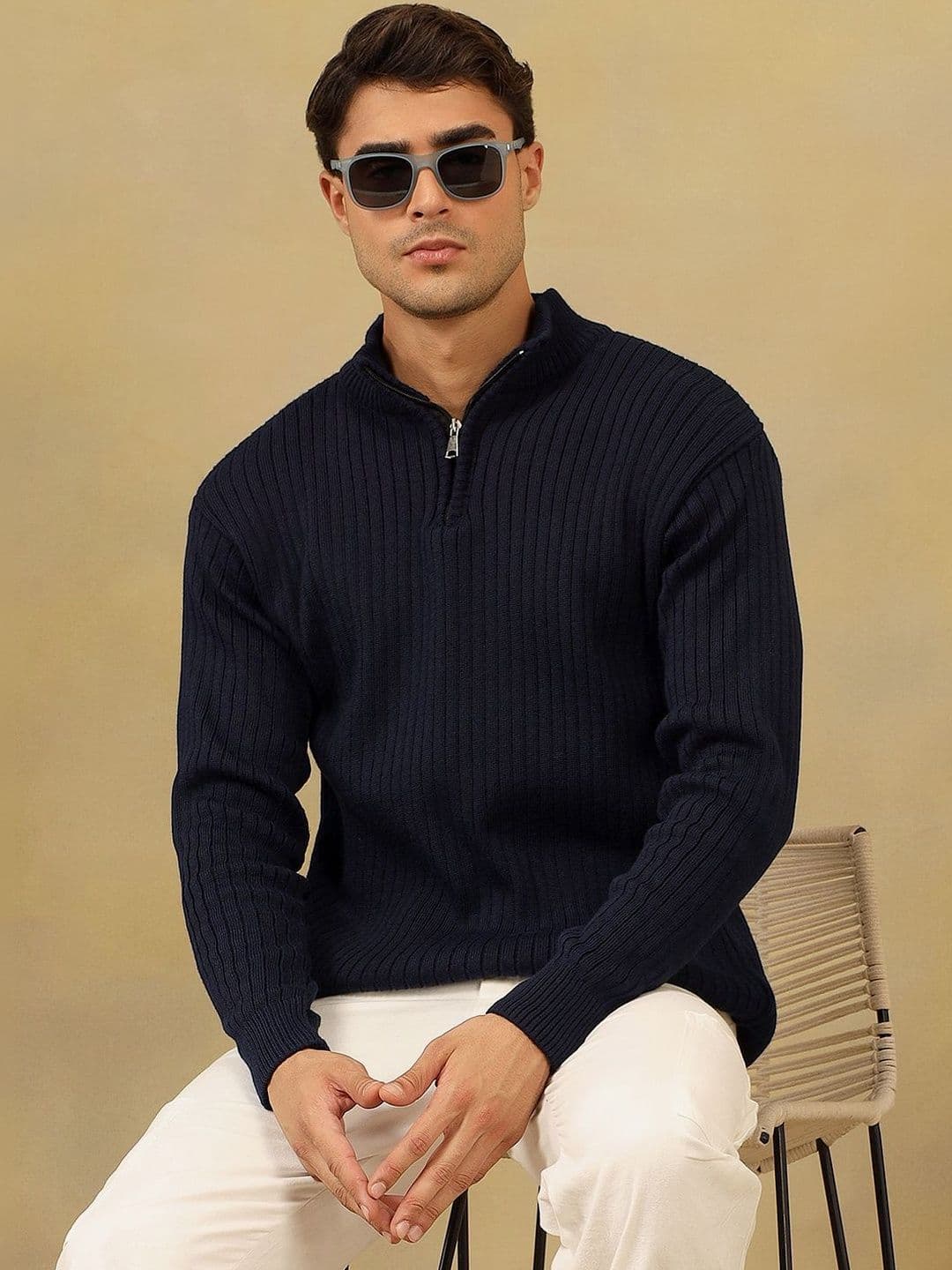 The Roadster Lifestyle Co High Neck Zipper Pullover Sweater - view 1
