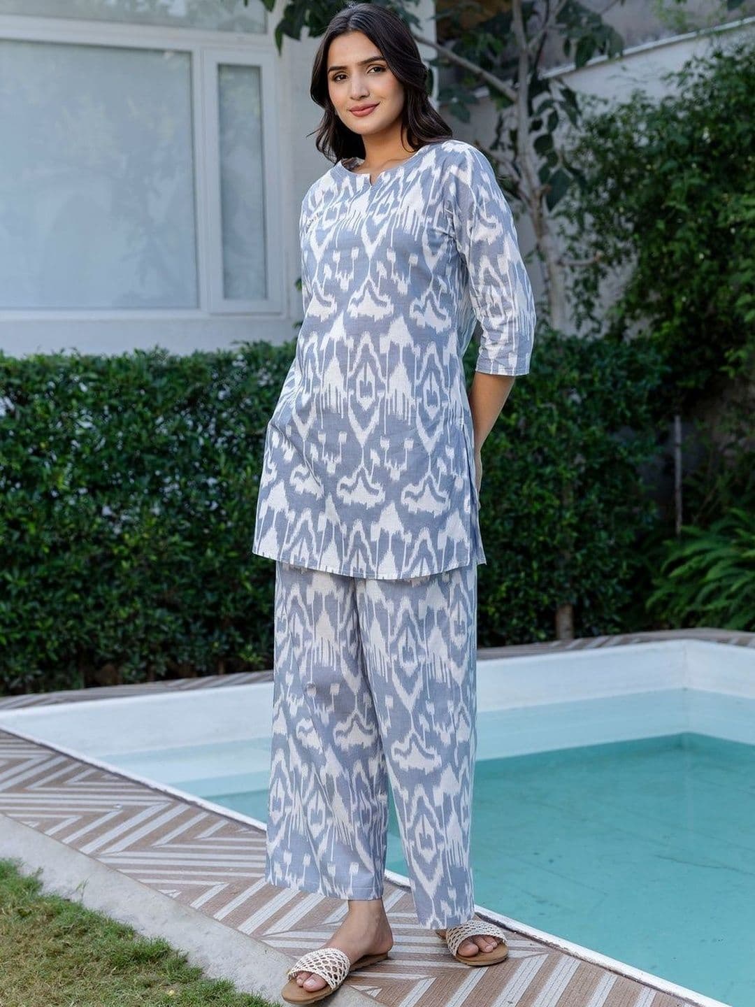 ME & MY Printed Round Neck Tunic & Palazzos Co-Ords - view 1