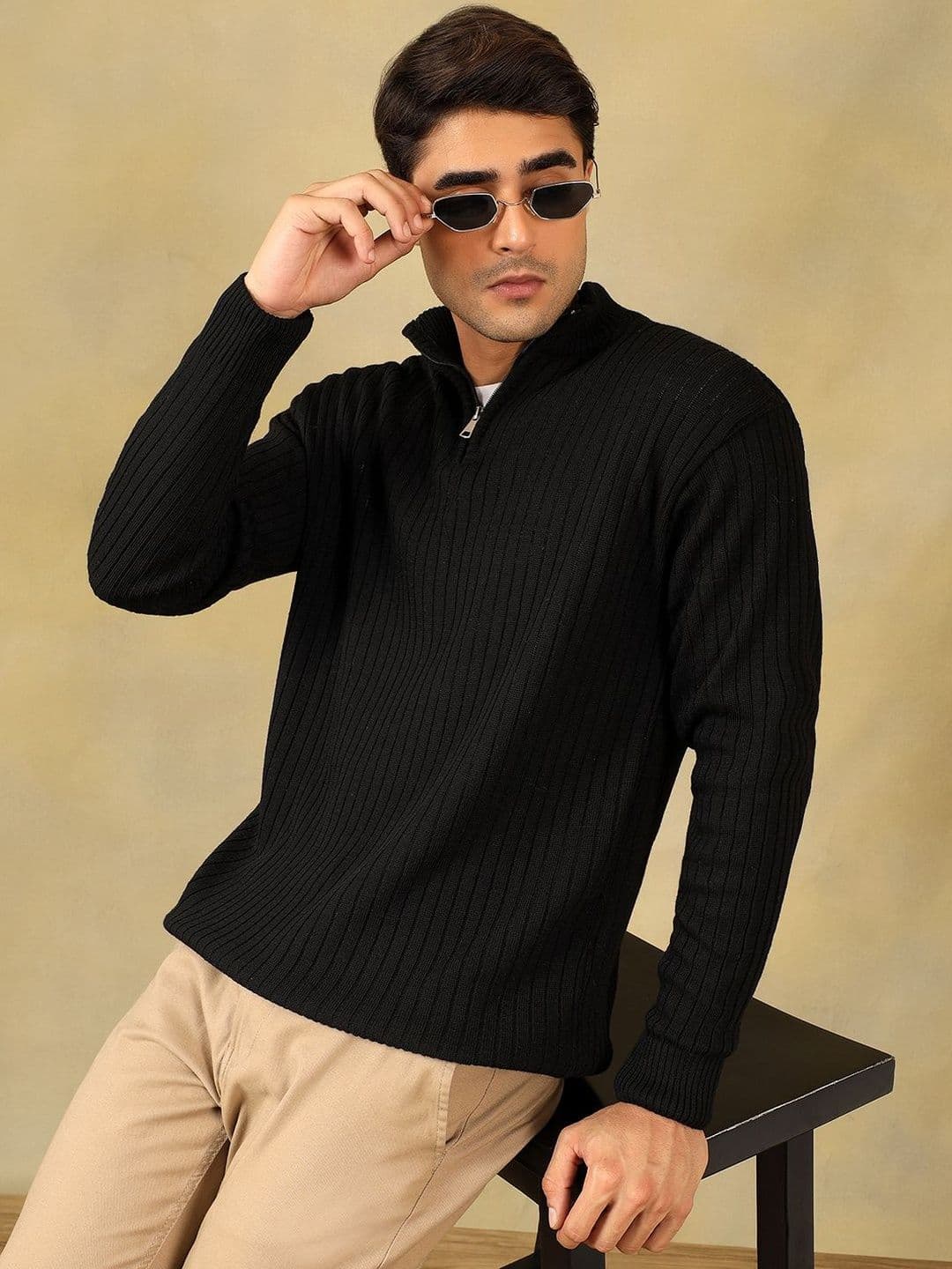 The Roadster Lifestyle Co High Neck Zipper Pullover Sweater - view 1