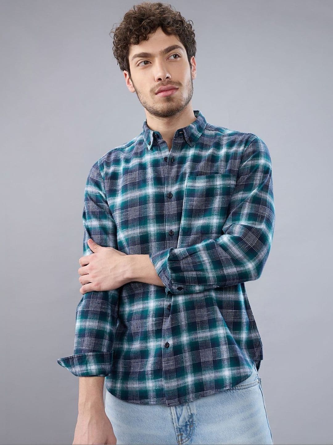 HERE&NOW Men Slim Fit Tartan Checks Checked Casual Shirt - view 1
