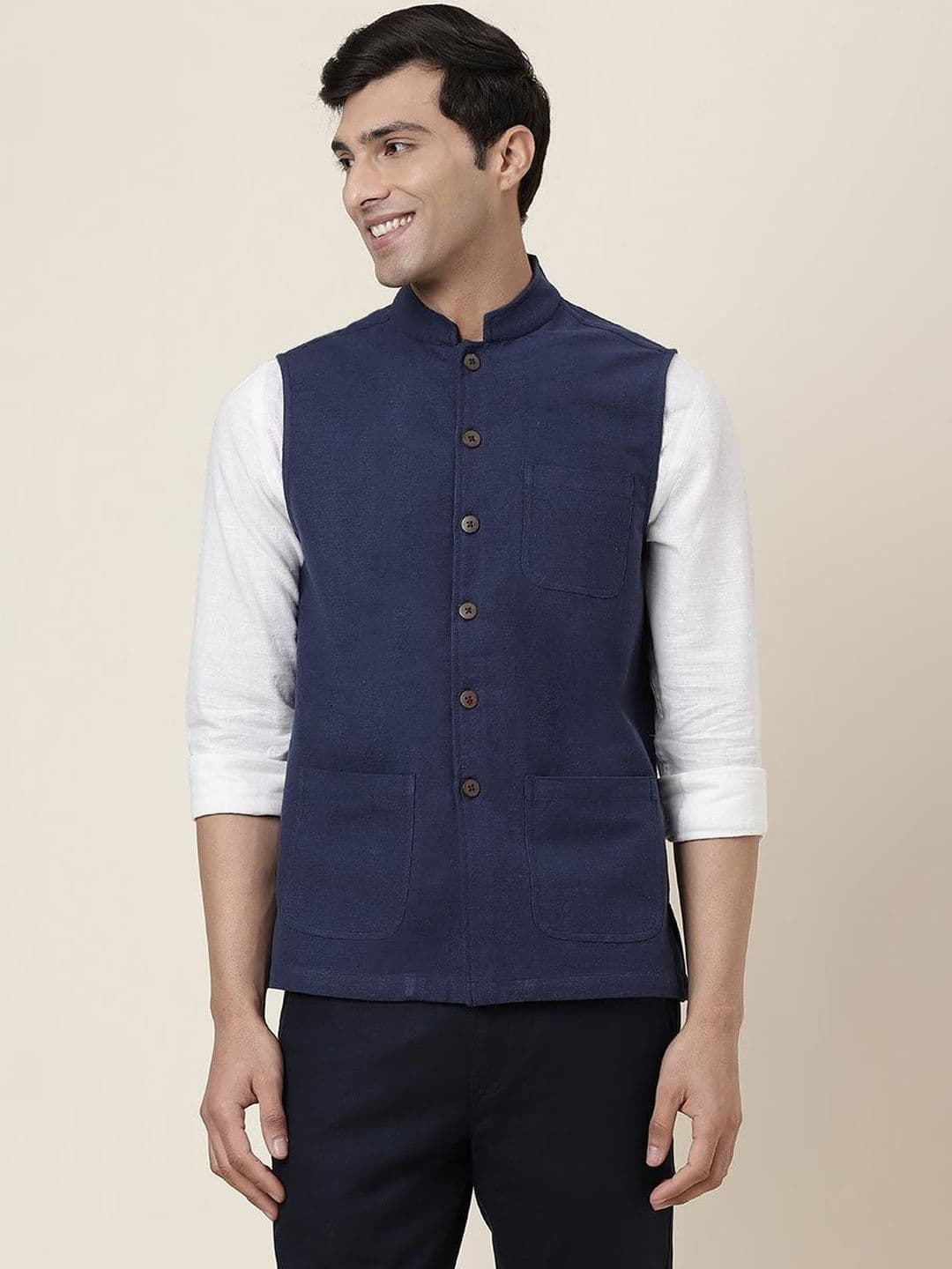 Fabindia Cotton Woven Nehru Jacket - view 1