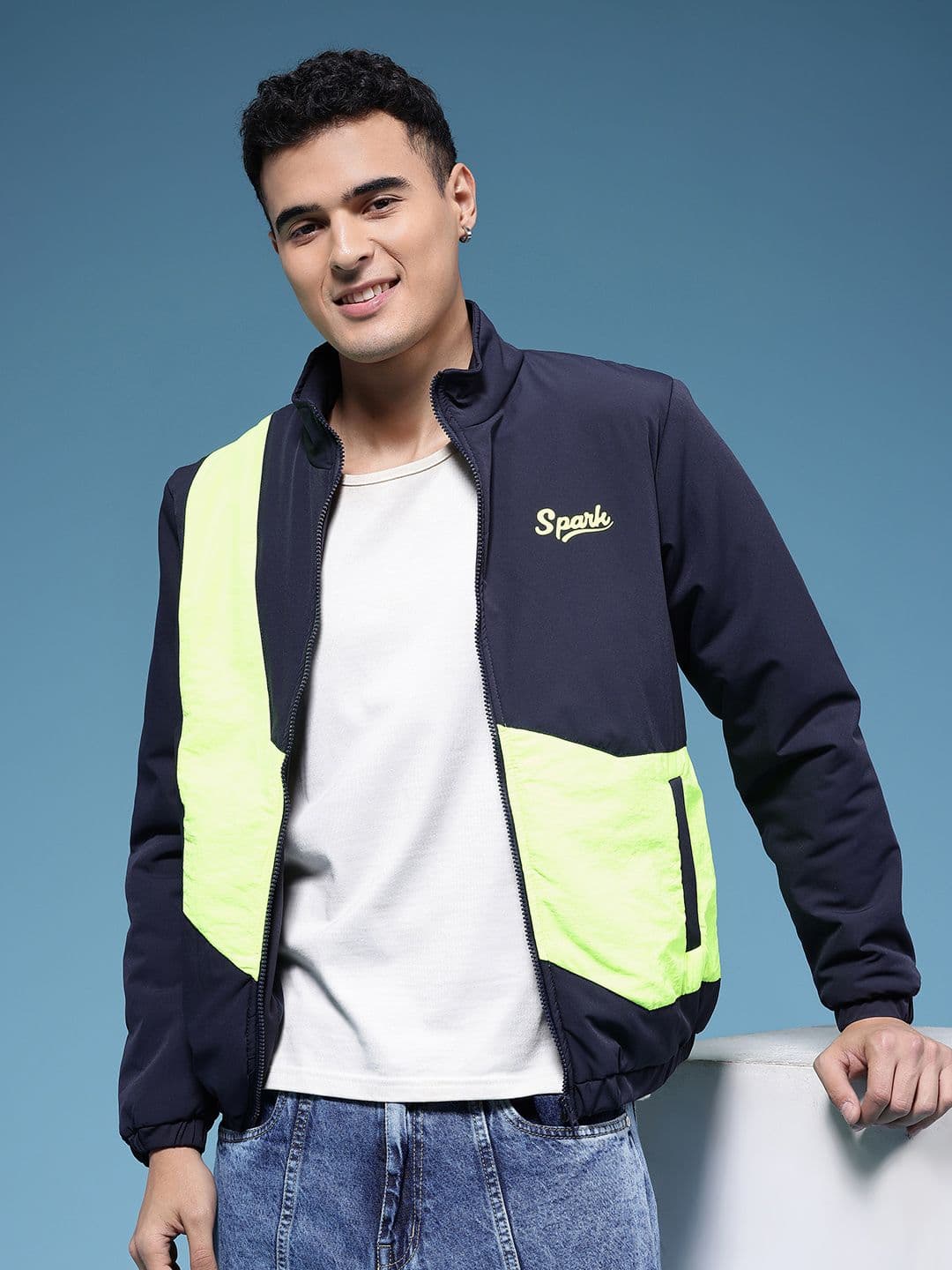 HERE&NOW Mock Collar Colourblocked Tailored Jacket - view 1