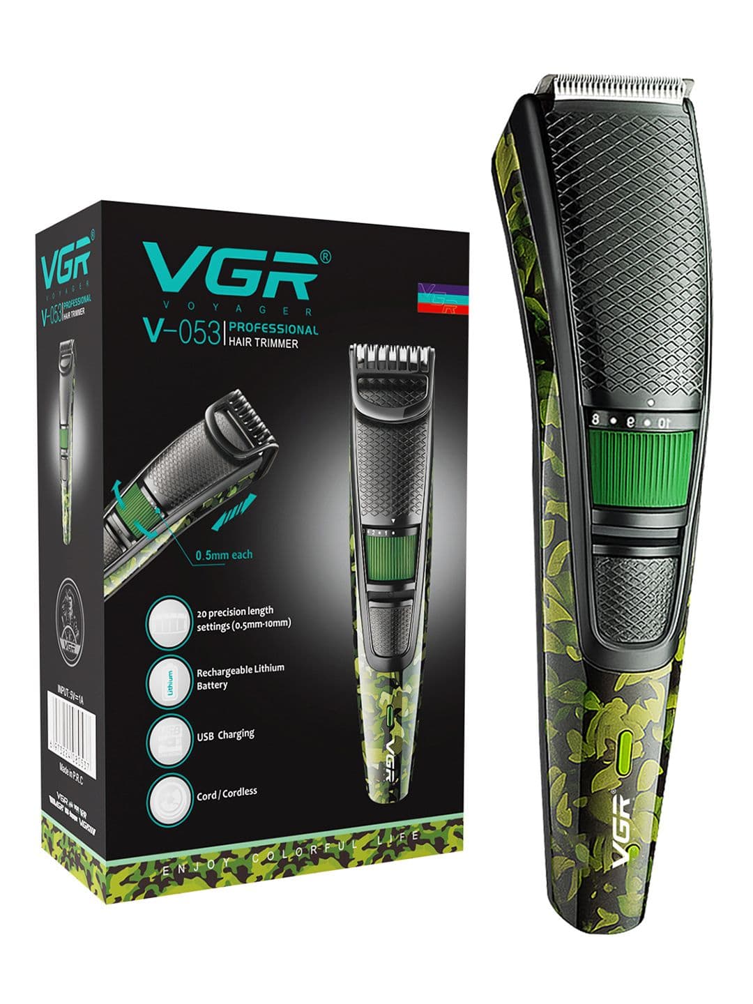 VGR V-053 Professional Hair Trimmer - Black - view 1